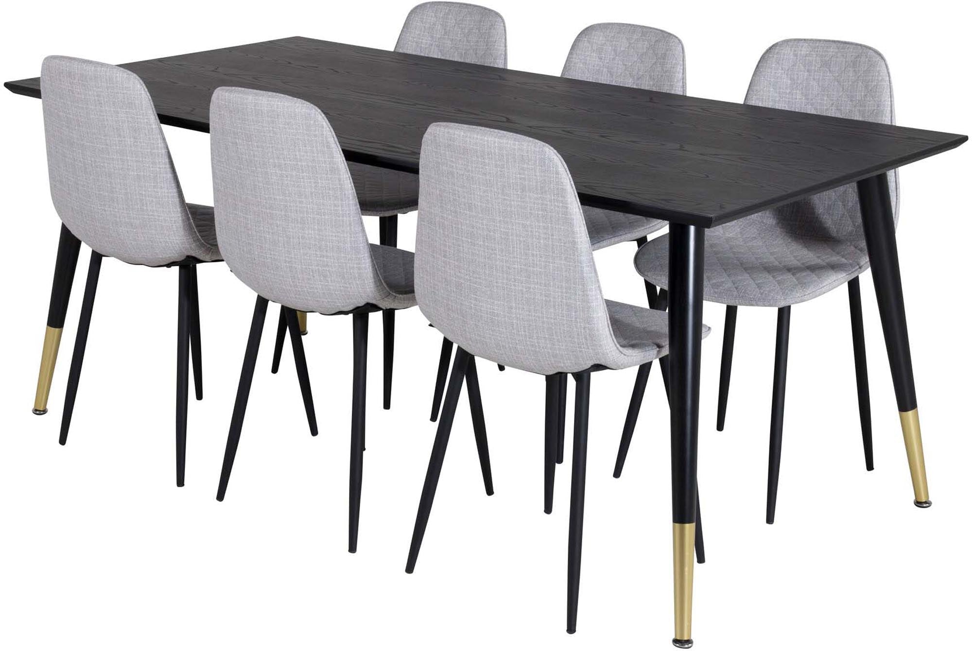 Modernes Dipp Esszimmerset von Venture Home: 180 cm Tisch und 6 stilvolle Samtstühle für Komfort und gesellige Runden.