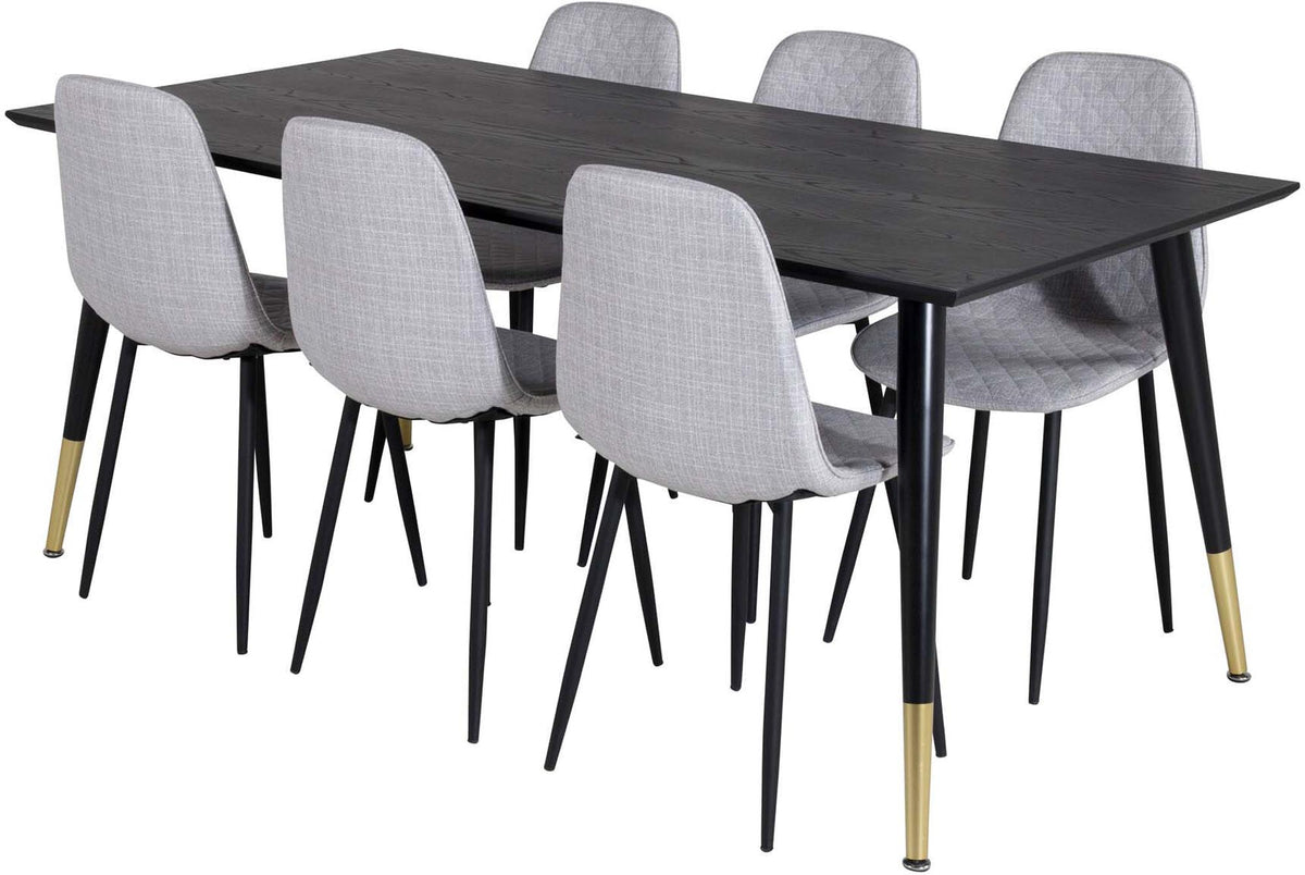 Dipp Esszimmerset + Polar Diamond 180cm/6St. in Schwarz / Grau präsentiert im Onlineshop von KAQTU Design AG. Esszimmerset ist von Venture Home