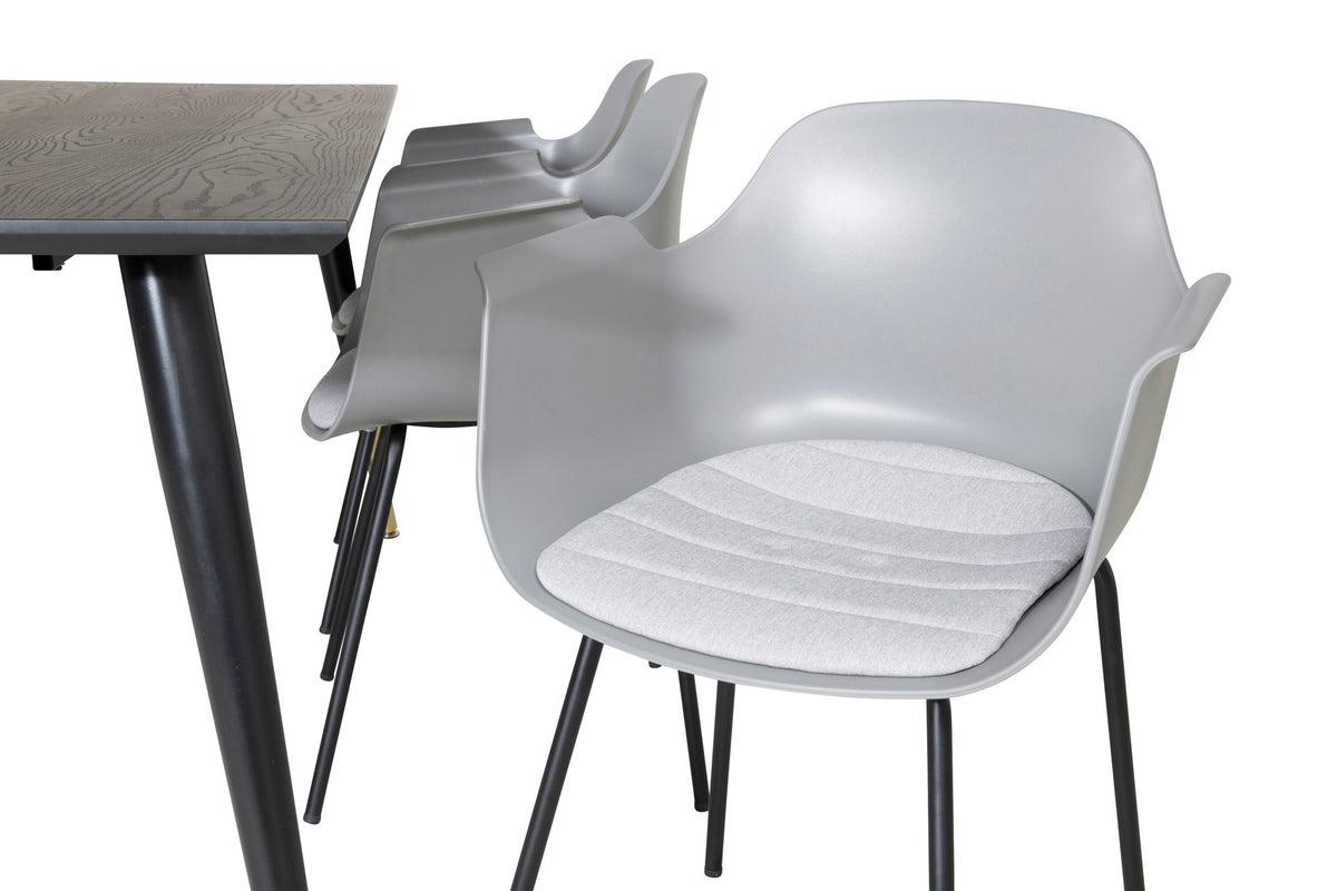 Dipp Esszimmerset + Comfort 180cm/6St. in Schwarz / Gold präsentiert im Onlineshop von KAQTU Design AG. Esszimmerset ist von Venture Home