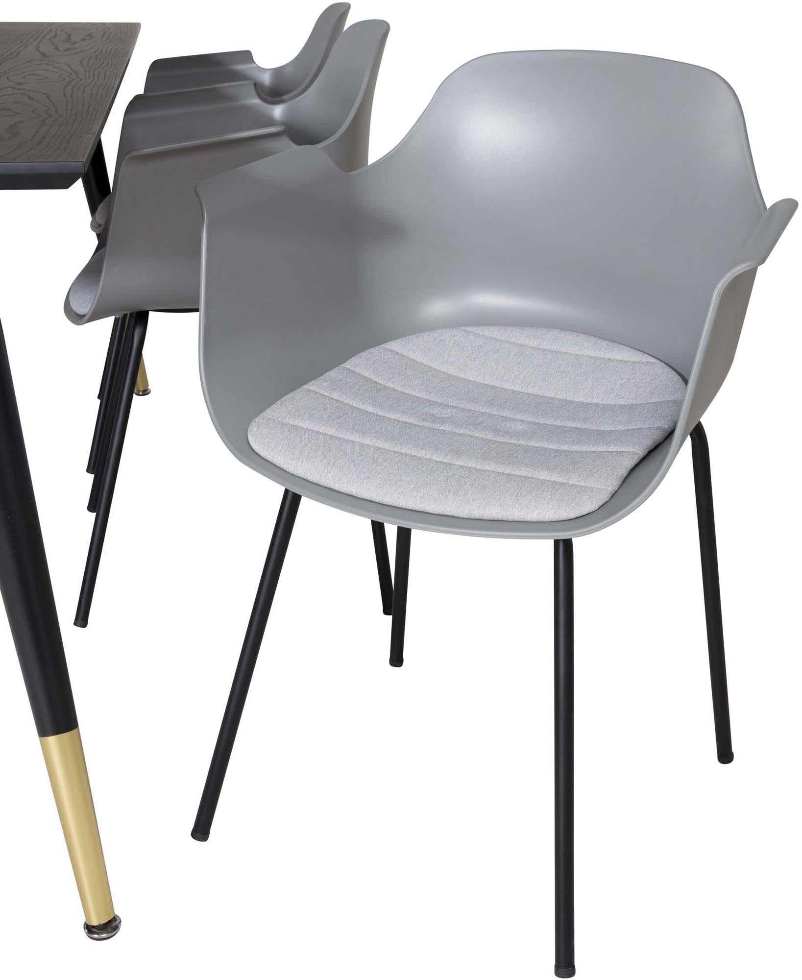 Entdecken Sie das Dipp Esszimmerset von Venture Home: Ein 180 cm großer Esstisch und 6 bequeme Stühle für einladende Essmomente und modernes Wohnen.