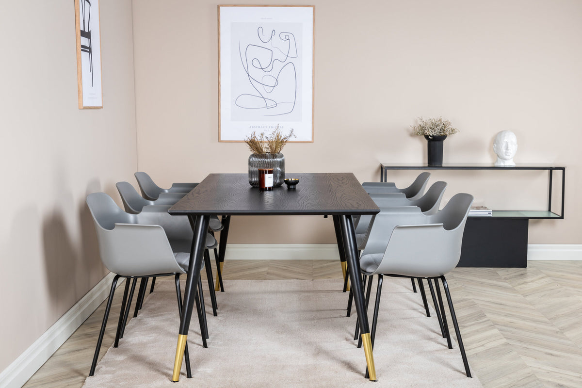 Dipp Esszimmerset + Comfort 180cm/6St. in Schwarz / Gold präsentiert im Onlineshop von KAQTU Design AG. Esszimmerset ist von Venture Home