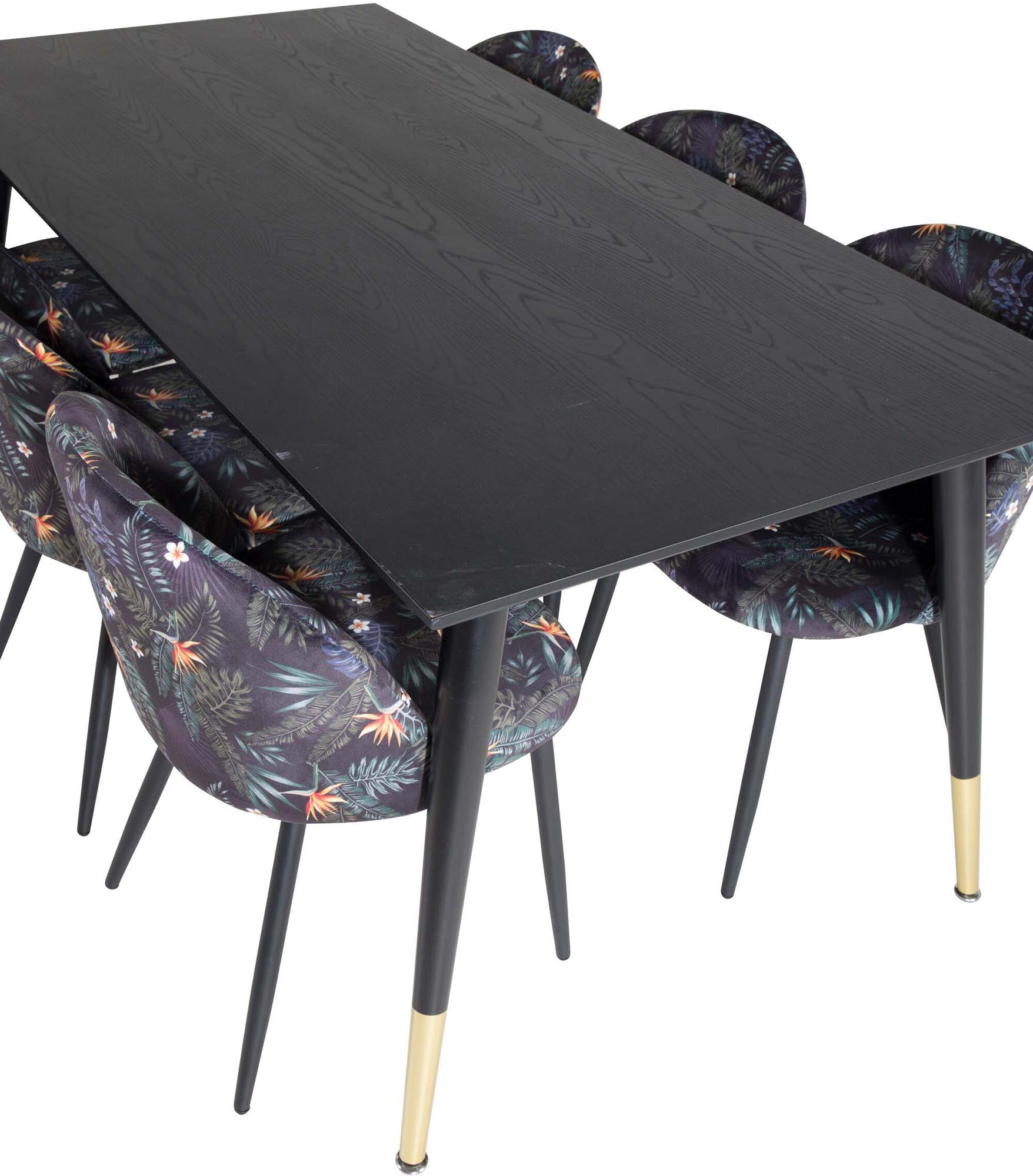 Stilvolles Dipp Esszimmerset von Venture Home: 180 cm Tisch und luxuriöse Samtstühle für einladende Dinner und gesellige Abende.