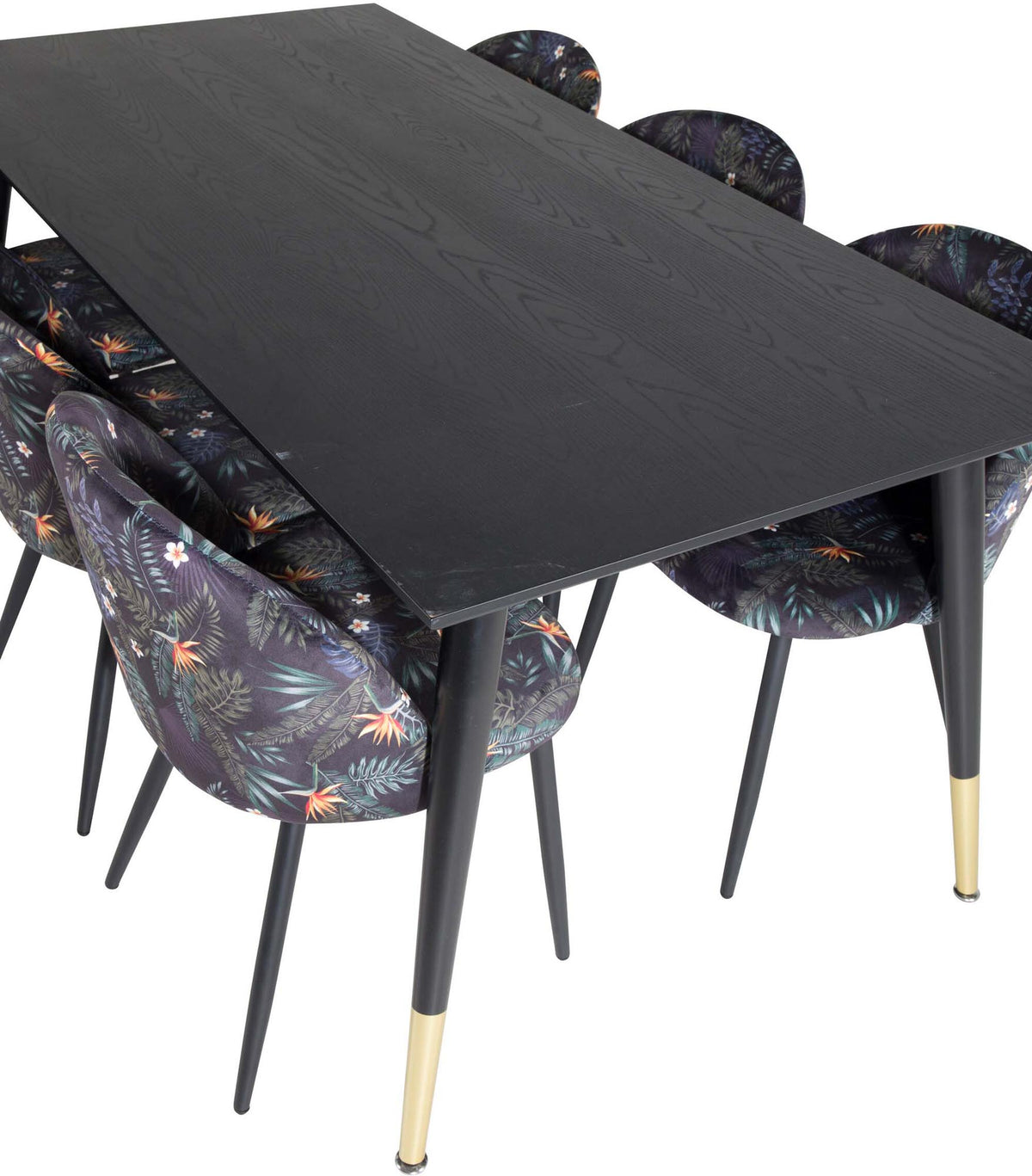 Dipp Esszimmerset + Velvet 180cm/6St. in Schwarz / Blumen präsentiert im Onlineshop von KAQTU Design AG. Esszimmerset ist von Venture Home