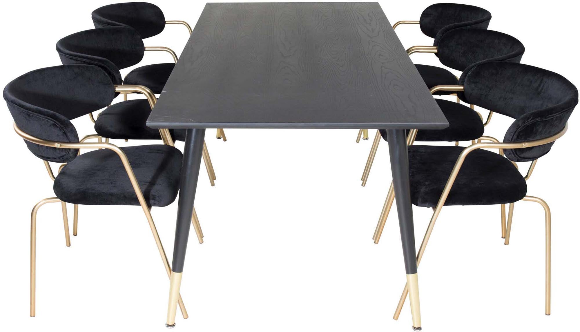 Stilvolles Dipp Esszimmerset von Venture Home: 180 cm Tisch mit 6 komfortablen Arrow-Stühlen für ein elegantes Esszimmerambiente.