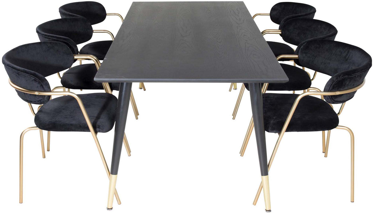 Dipp Esszimmerset + Arrow 180cm/6St. in Schwarzgold präsentiert im Onlineshop von KAQTU Design AG. Esszimmerset ist von Venture Home