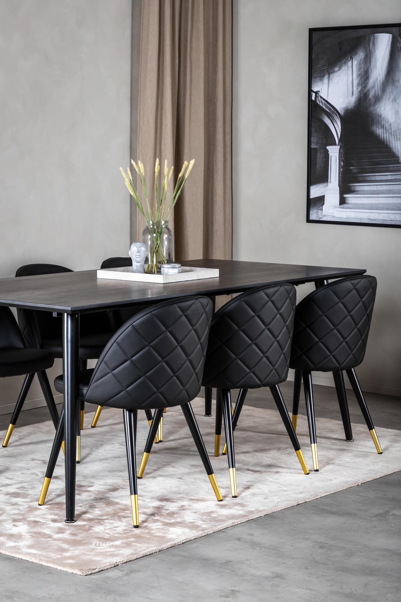 Luxuriöses Dipp Esszimmerset 180cm für 6 Personen, samtig, von Venture Home.