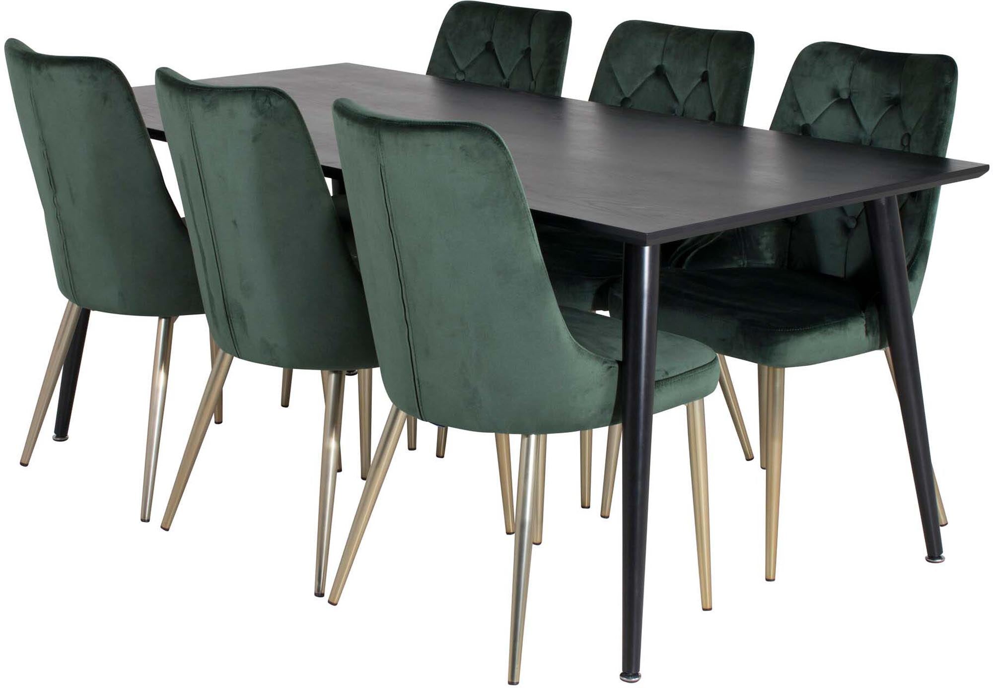 Elegantes Dipp Esszimmerset 180cm mit 6 komfortablen Velvet Deluxe Stühlen von Venture Home – perfekt für unvergessliche Familienessen und gesellige Runden.