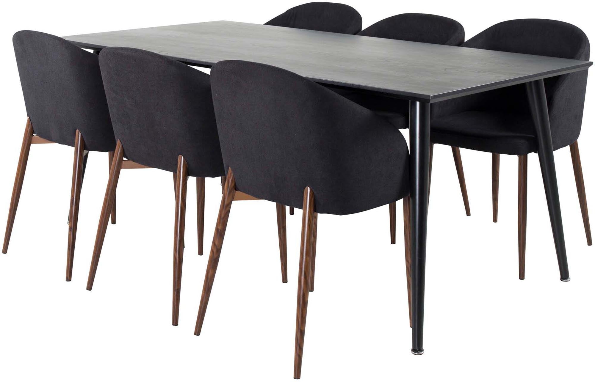 Elegantes Dipp Esszimmerset von Venture Home: 180 cm Tisch und 6 komfortable Arch-Stühle für gesellige Abende und stilvolle Anlässe.