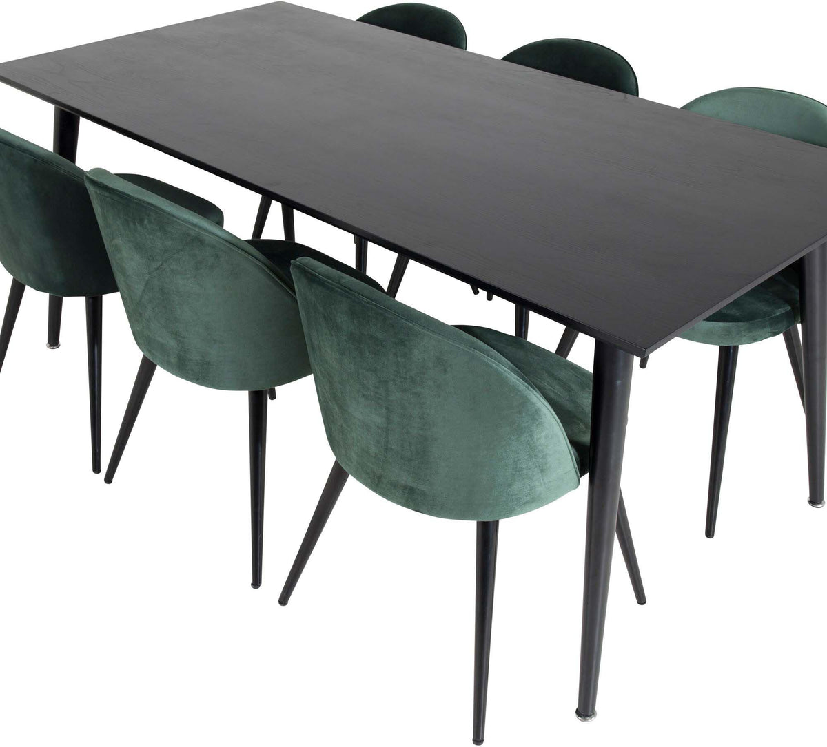 Dipp Esszimmerset + Velvet 180cm/6St. in Schwarz / Grün präsentiert im Onlineshop von KAQTU Design AG. Esszimmerset ist von Venture Home