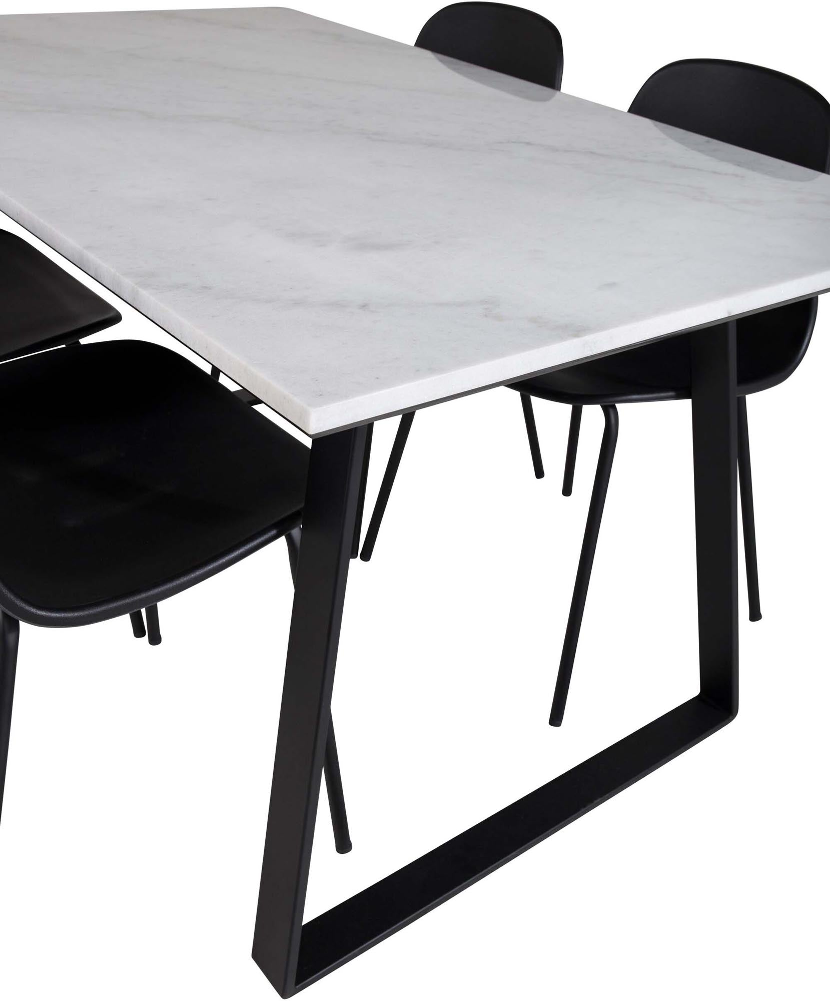 Elegantes Esszimmerset Estelle + Arctic, 140cm, 4 Stühle, modern.