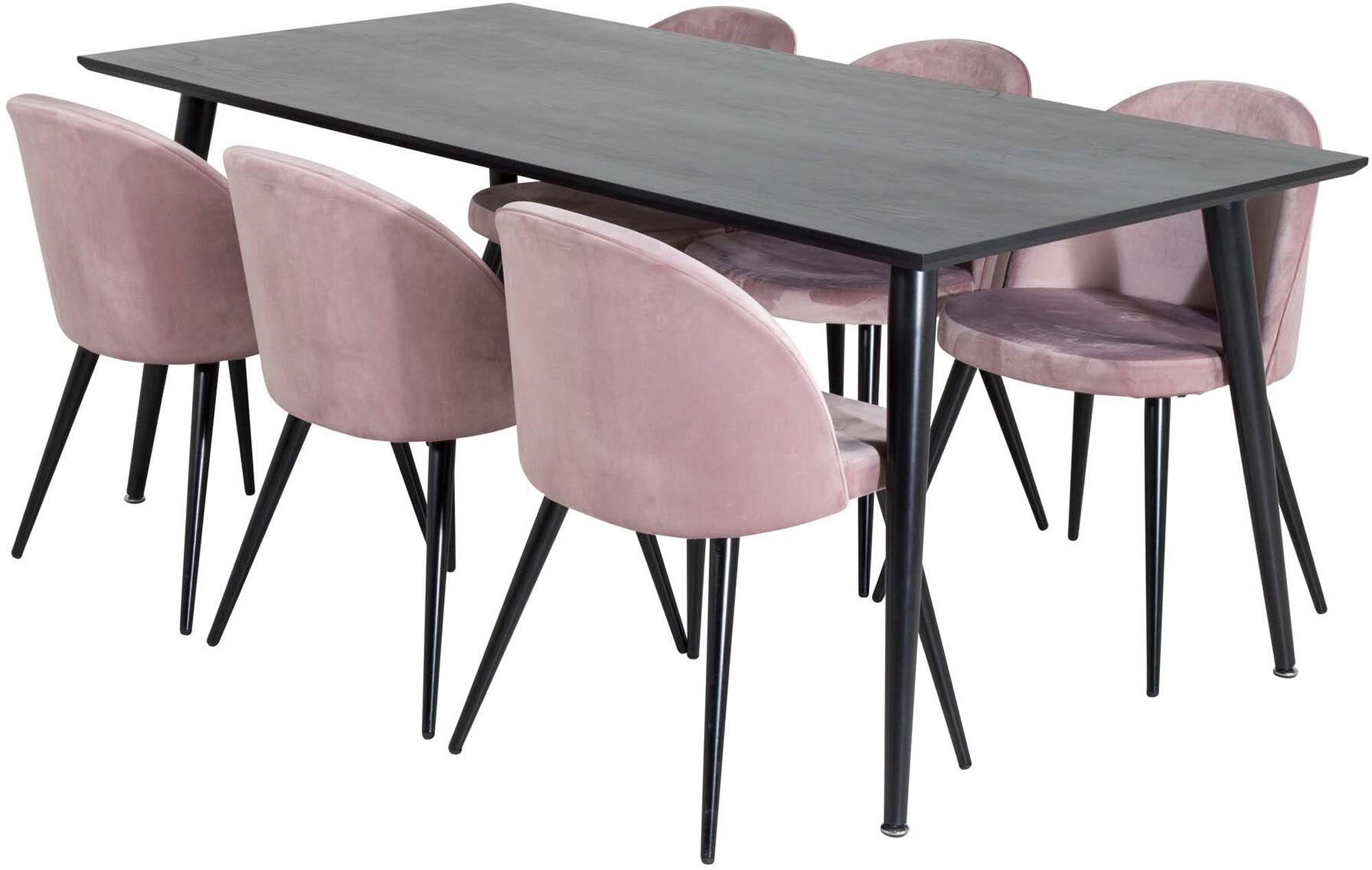 Elegantes Dipp Esszimmerset von Venture Home, 180 cm für 6 Personen. Hochwertige Samtstühle bieten Komfort und Stil für jeden Anlass.