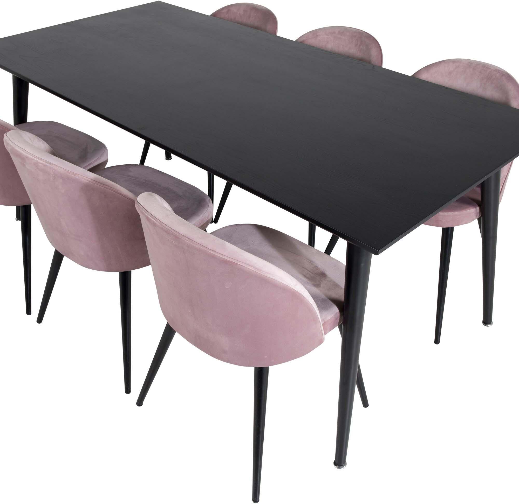 Elegantes Dipp Esszimmerset mit 180 cm Tisch und 6 luxuriösen Samt-Stühlen von Venture Home. Ideal für stilvolle Esszimmer.