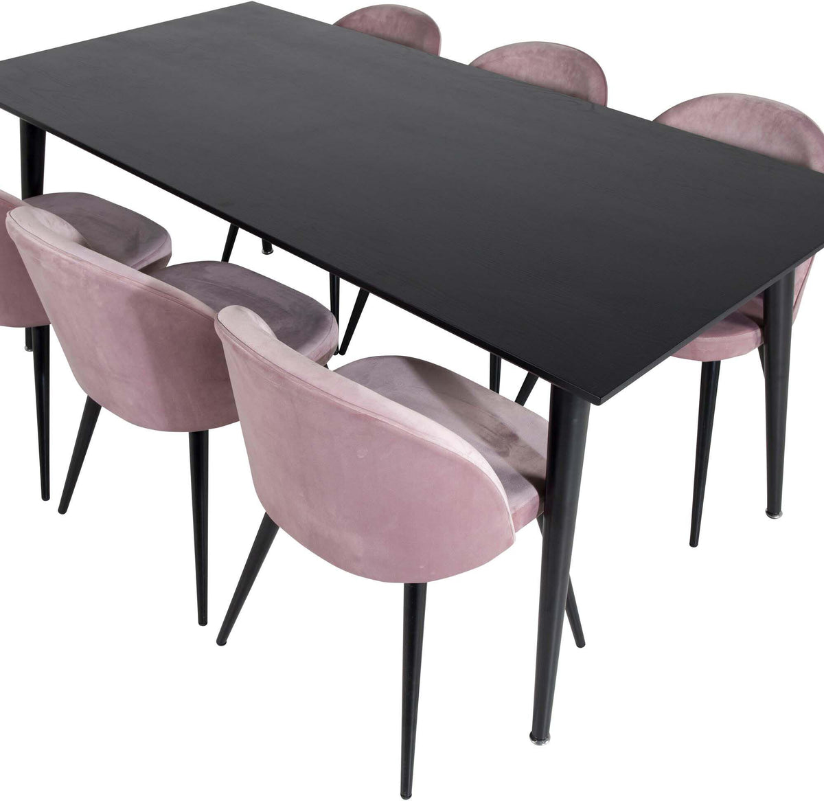 Dipp Esszimmerset + Velvet 180cm/6St. in Schwarz / Altrosa präsentiert im Onlineshop von KAQTU Design AG. Esszimmerset ist von Venture Home