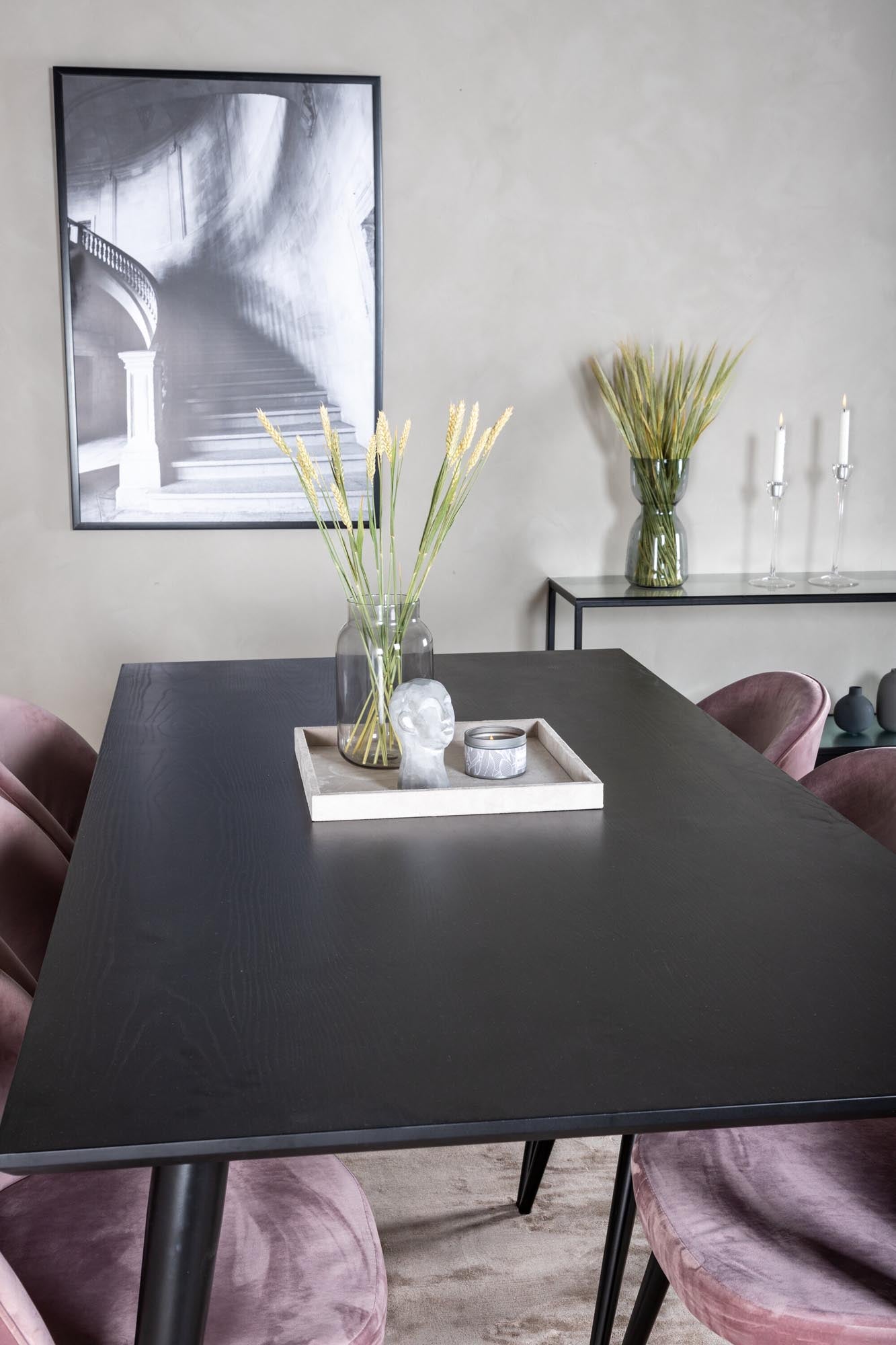 Stilvolles Dipp Esszimmerset 180 cm für 6 Personen, mit luxuriösen Samtstühlen von Venture Home. Perfekt für gemütliche Abende!