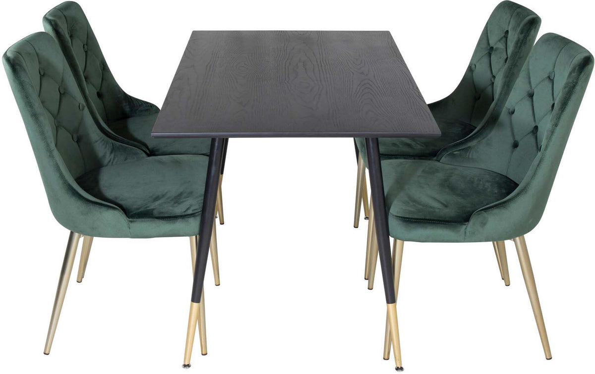 Dipp Esszimmerset + Velvet Deluxe 120cm/4St. in Gold, Grün präsentiert im Onlineshop von KAQTU Design AG. Esszimmerset ist von Venture Home