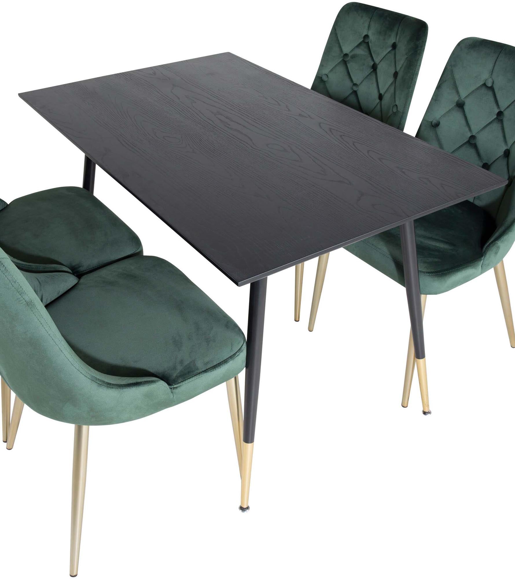 Elegantes Dipp Esszimmerset mit 120 cm Tisch und 4 Velvet-Stühlen für gesellige Momente und höchsten Komfort.