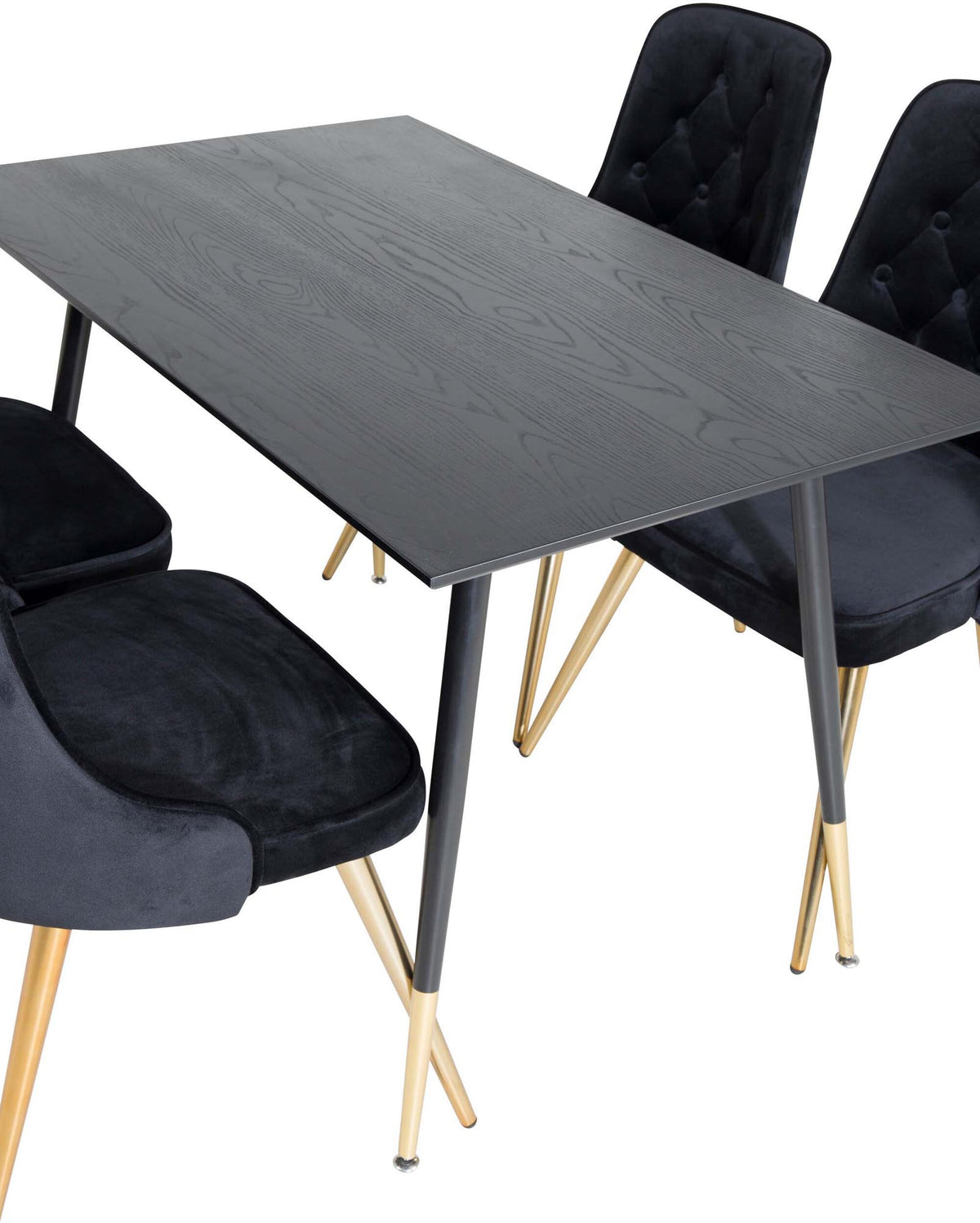 Dipp Esszimmerset + Velvet Deluxe 120cm/4St. in Schwarz / Gold präsentiert im Onlineshop von KAQTU Design AG. Esszimmerset ist von Venture Home