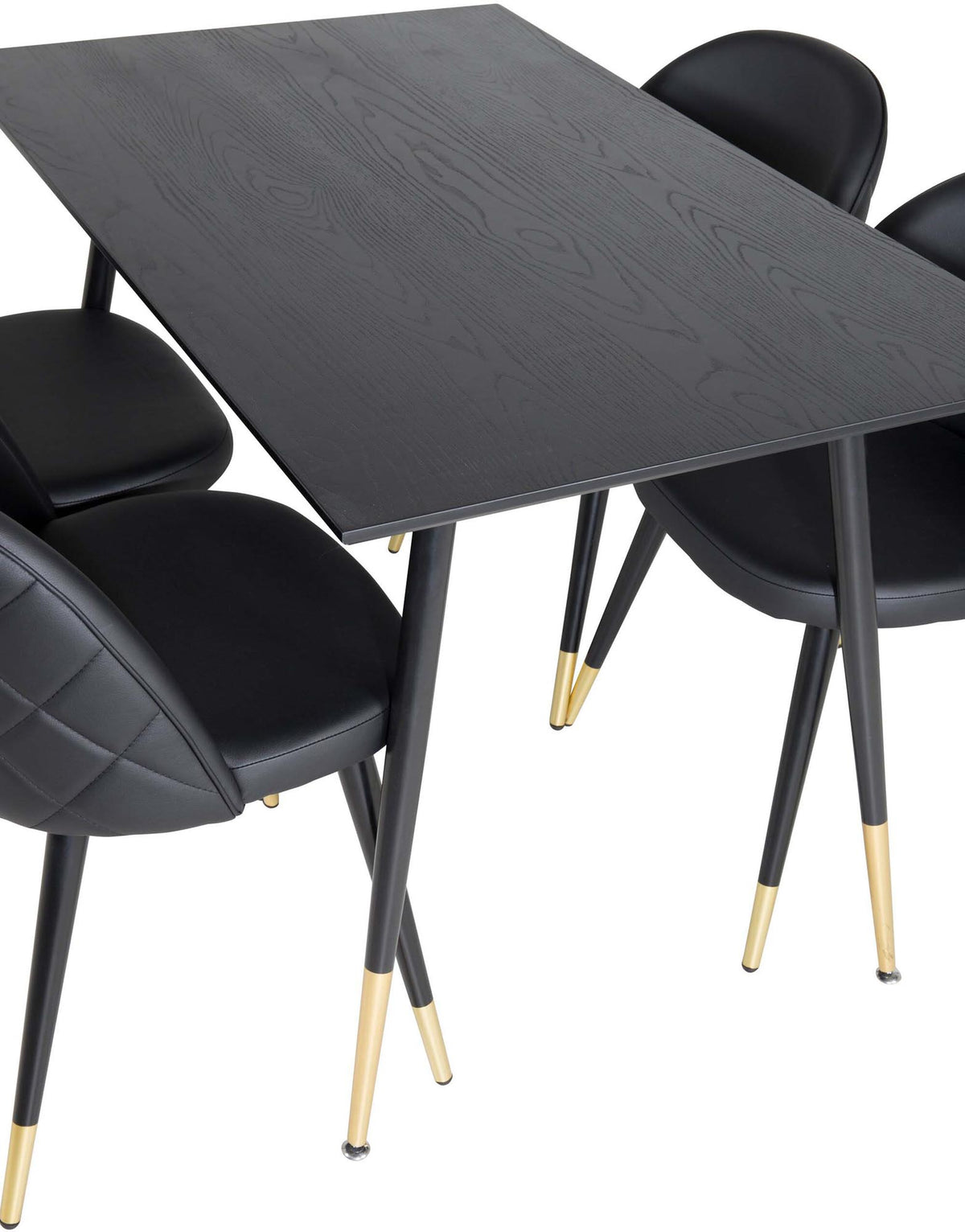 Dipp Esszimmerset + Velvet 120cm/4St. in Schwarz / Gold präsentiert im Onlineshop von KAQTU Design AG. Esszimmerset ist von Venture Home