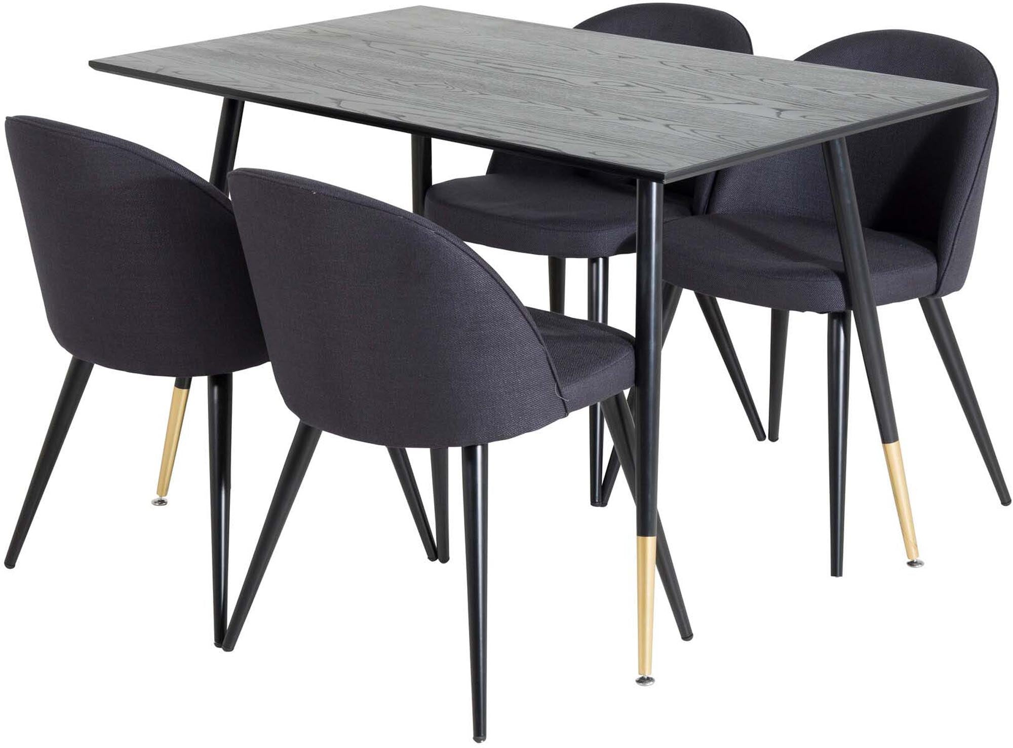 Elegantes Dipp Esszimmerset 120cm mit 4 luxuriösen Samtstühlen für modernen Komfort und stilvolle Akzente in Ihrem Essbereich.