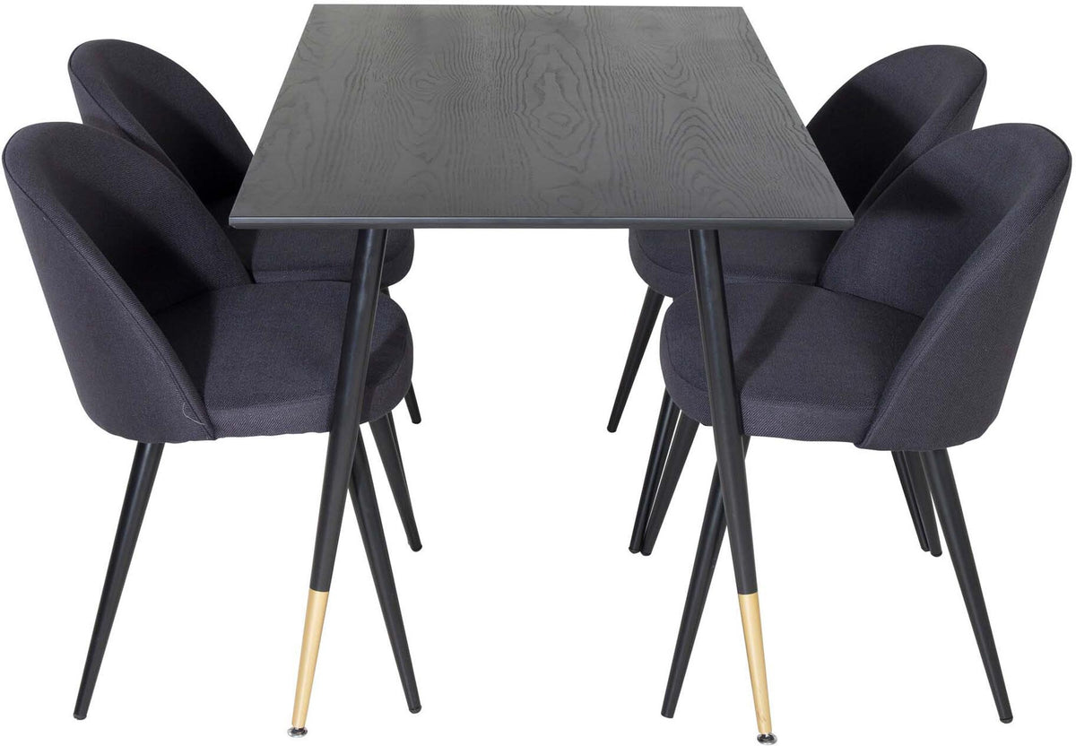 Dipp Esszimmerset + Velvet 120cm/4St. in Schwarz präsentiert im Onlineshop von KAQTU Design AG. Esszimmerset ist von Venture Home