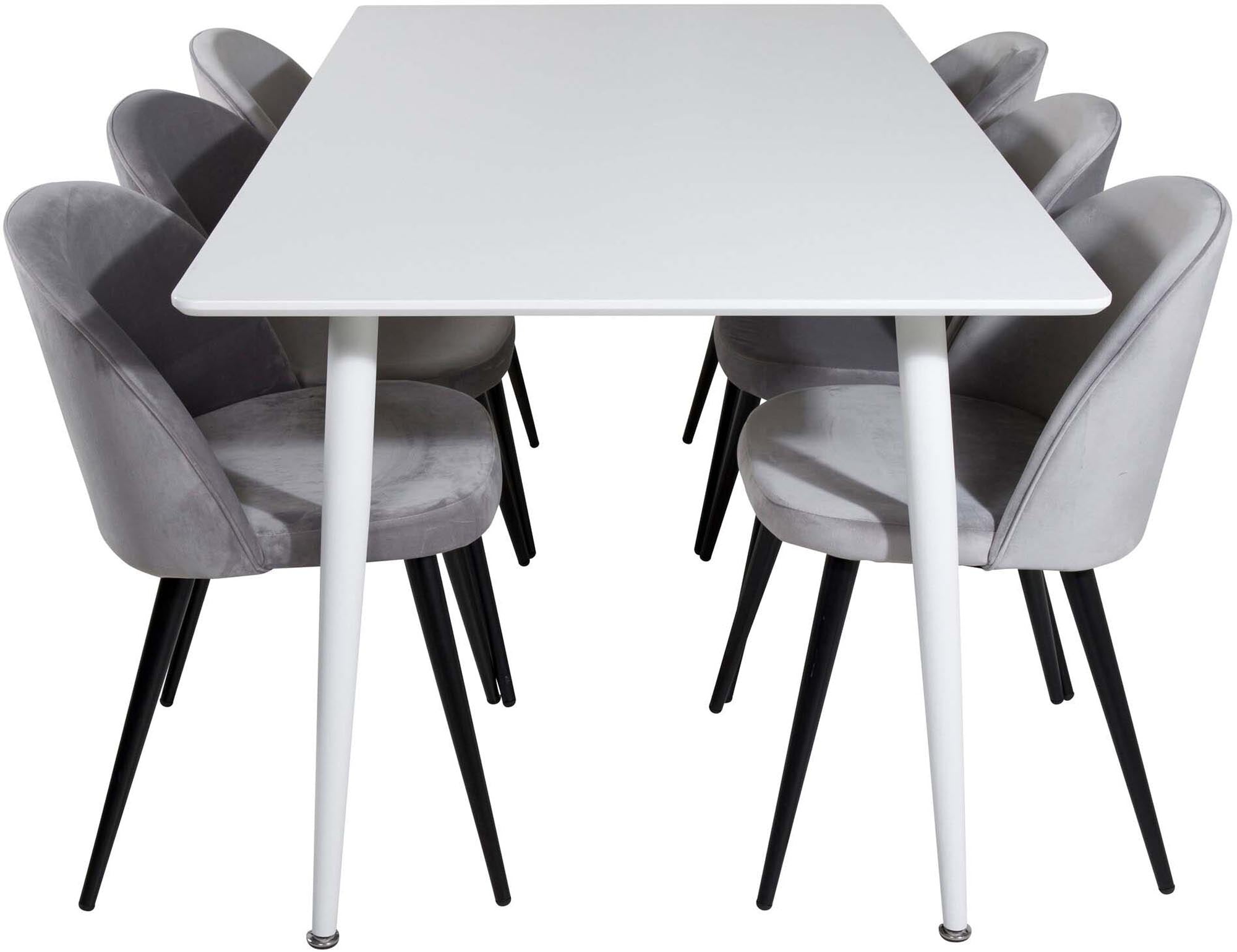 Stilvolles Polar Esszimmerset 180cm mit 6 luxuriösen Samtstühlen.