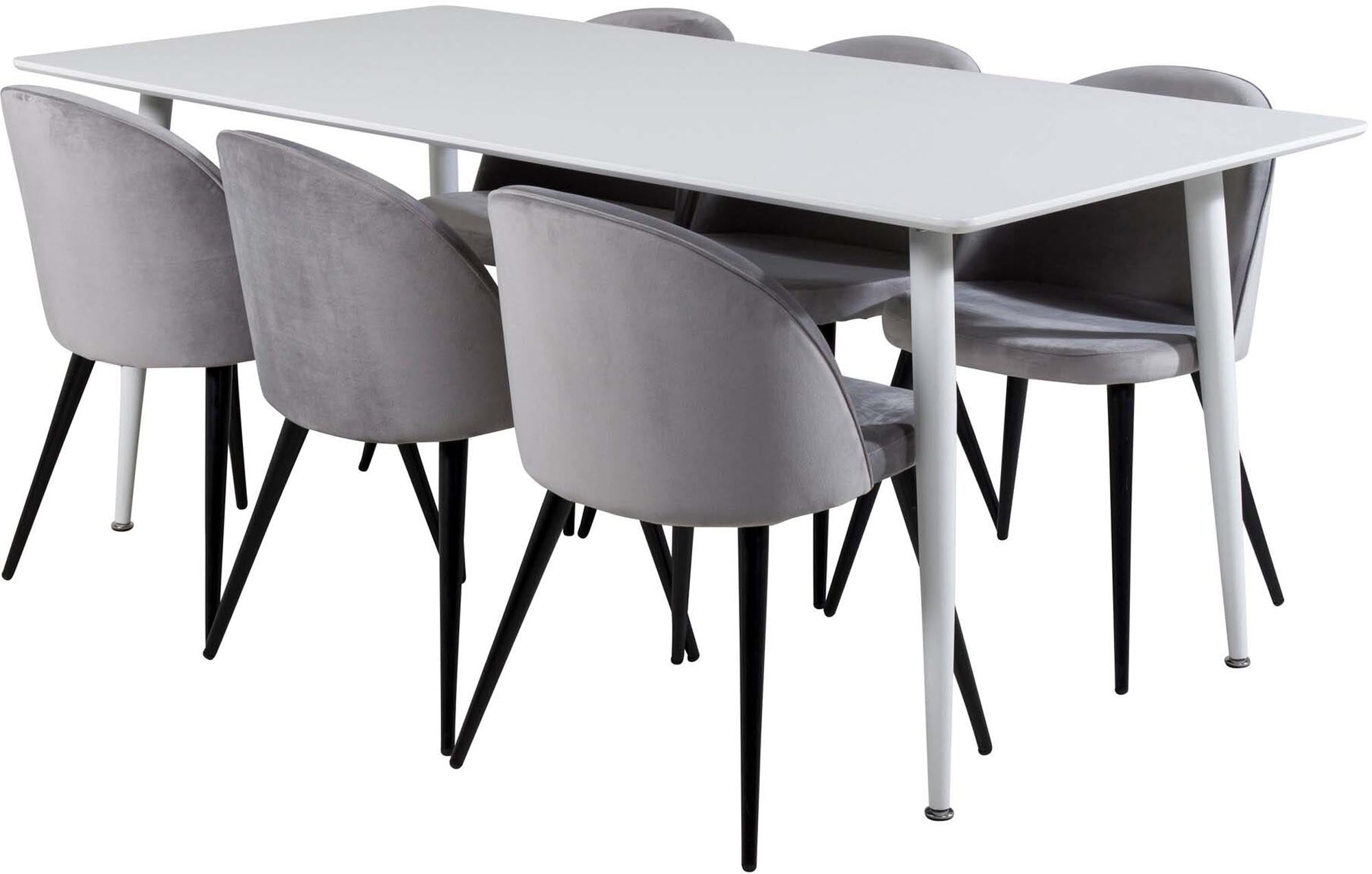 Elegantes Polar Esszimmerset 180cm mit 6 bequemen Velvet-Stühlen. Ideal für gesellige Abende und stilvolle Einrichtung.