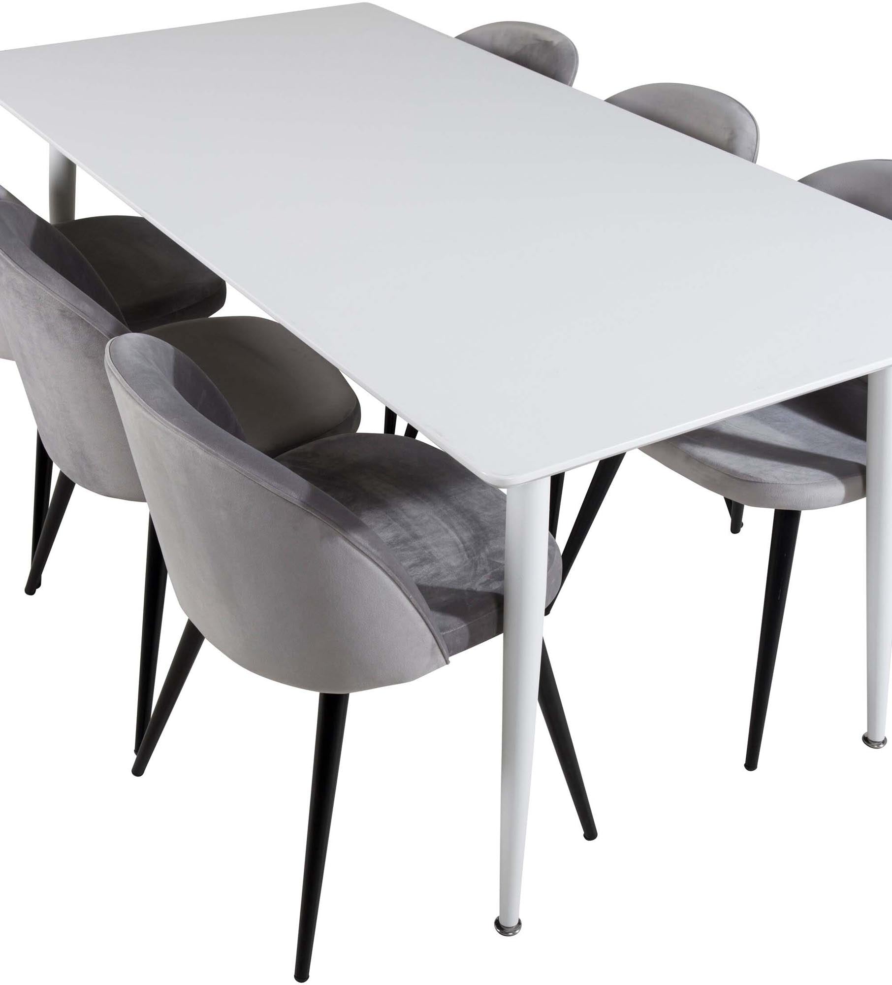 Elegantes Polar Esszimmerset 180cm mit 6 bequemen Velvet-Stühlen. Ideal für festliche Anlässe und entspannte Dinnerabende.