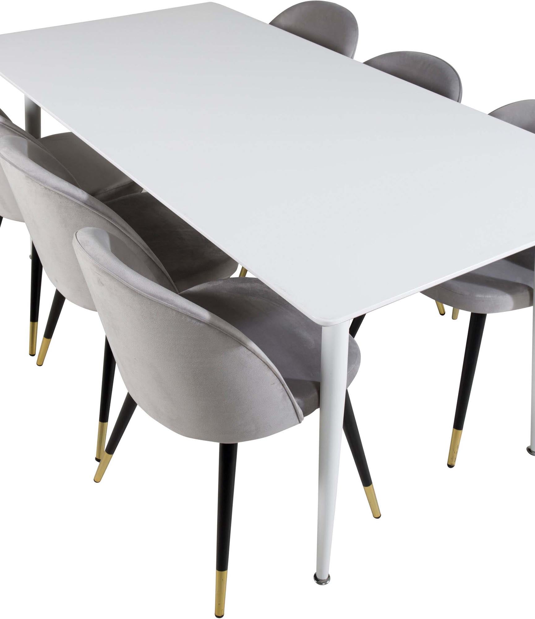 Elegantes Polar Esszimmerset 180cm mit 6 luxuriösen Velvet-Stühlen. Ideal für gesellige Abende und stilvolle Einrichtung.