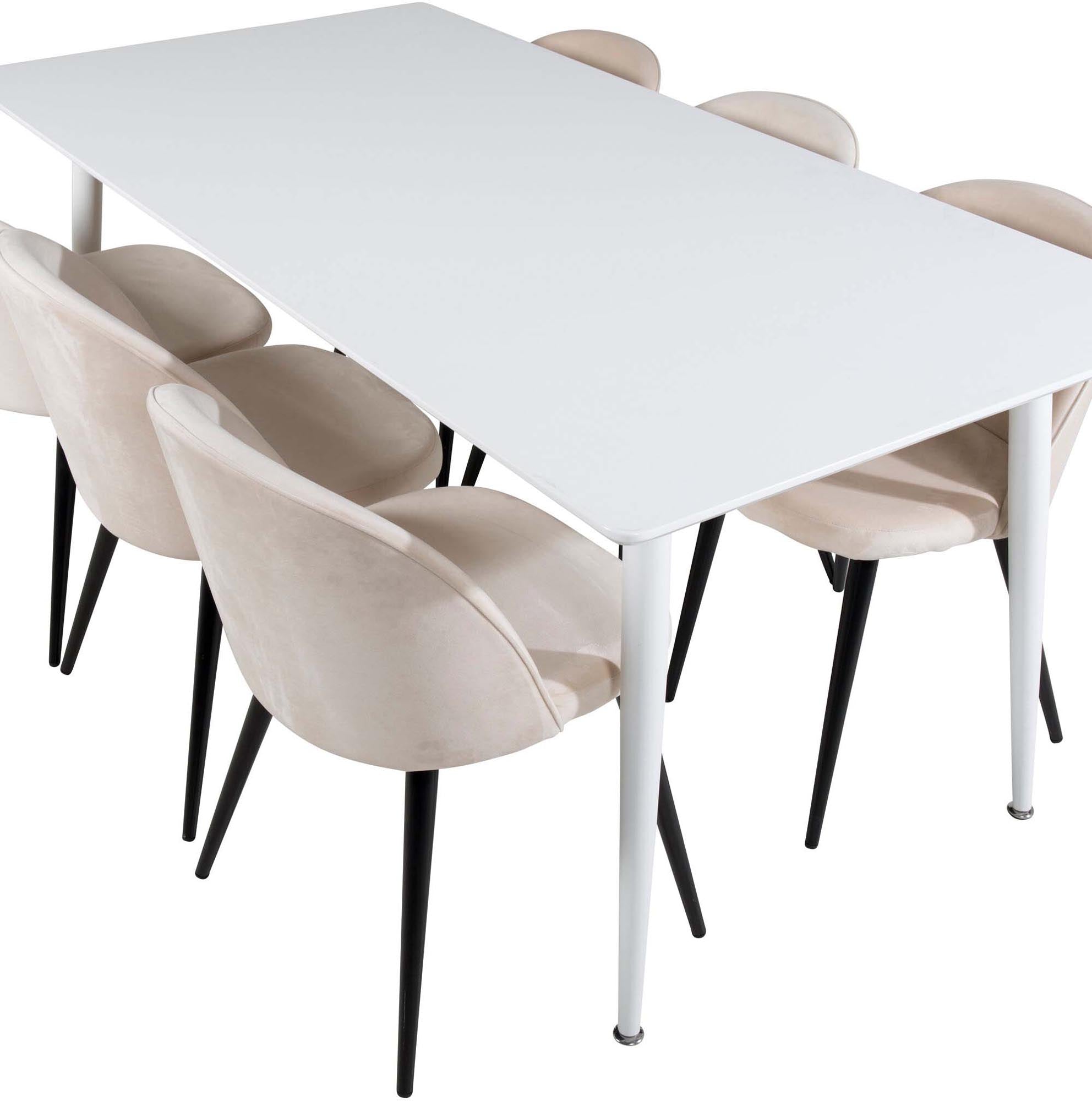 Stilvolles Polar Esszimmerset 180cm mit 6 Velvet-Stühlen, Venture Home.