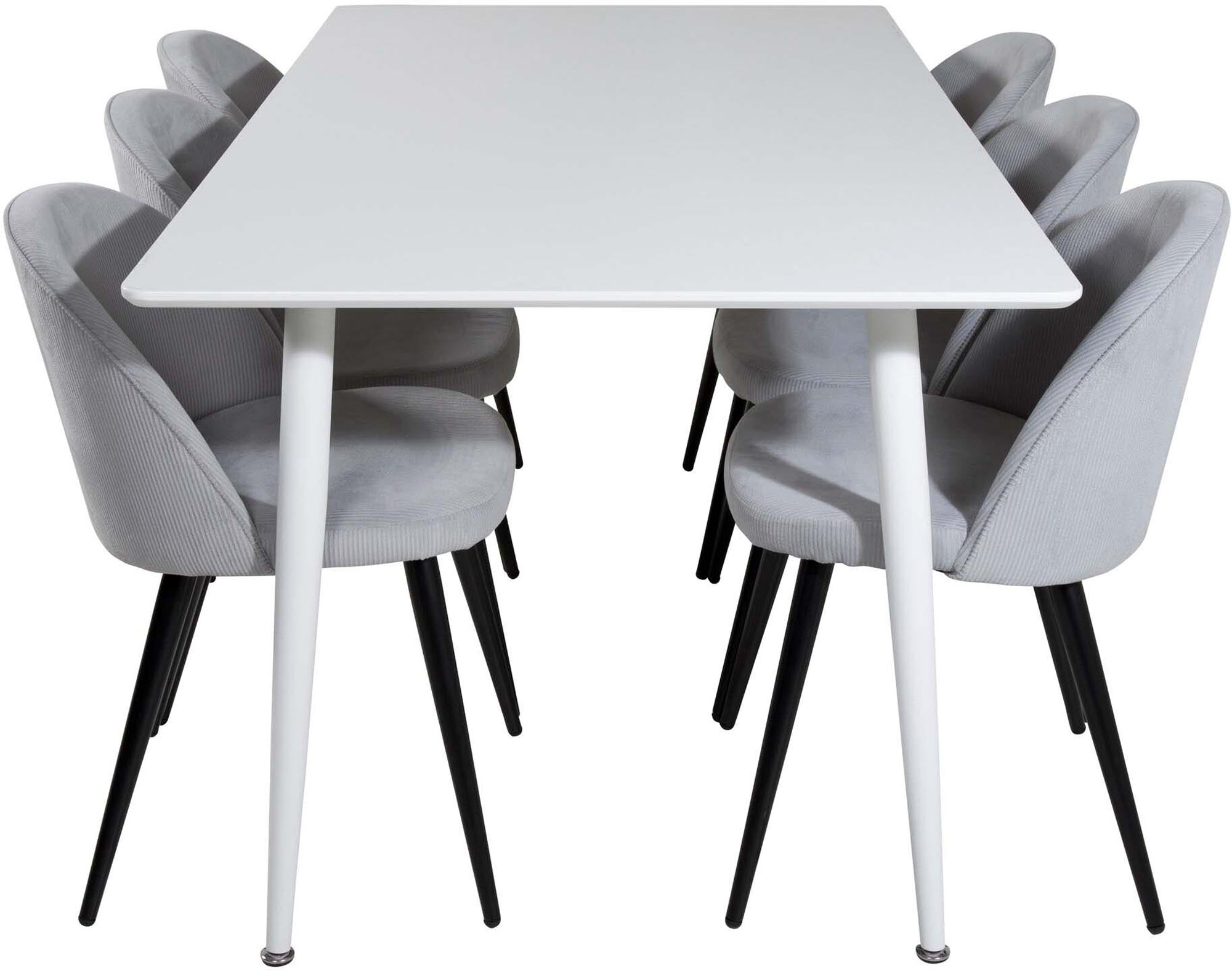 Stilvolles Polar Esszimmerset 180cm mit 6 bequemen Velvet-Stühlen. Perfekt für gesellige Abende und harmonische Wohnräume.