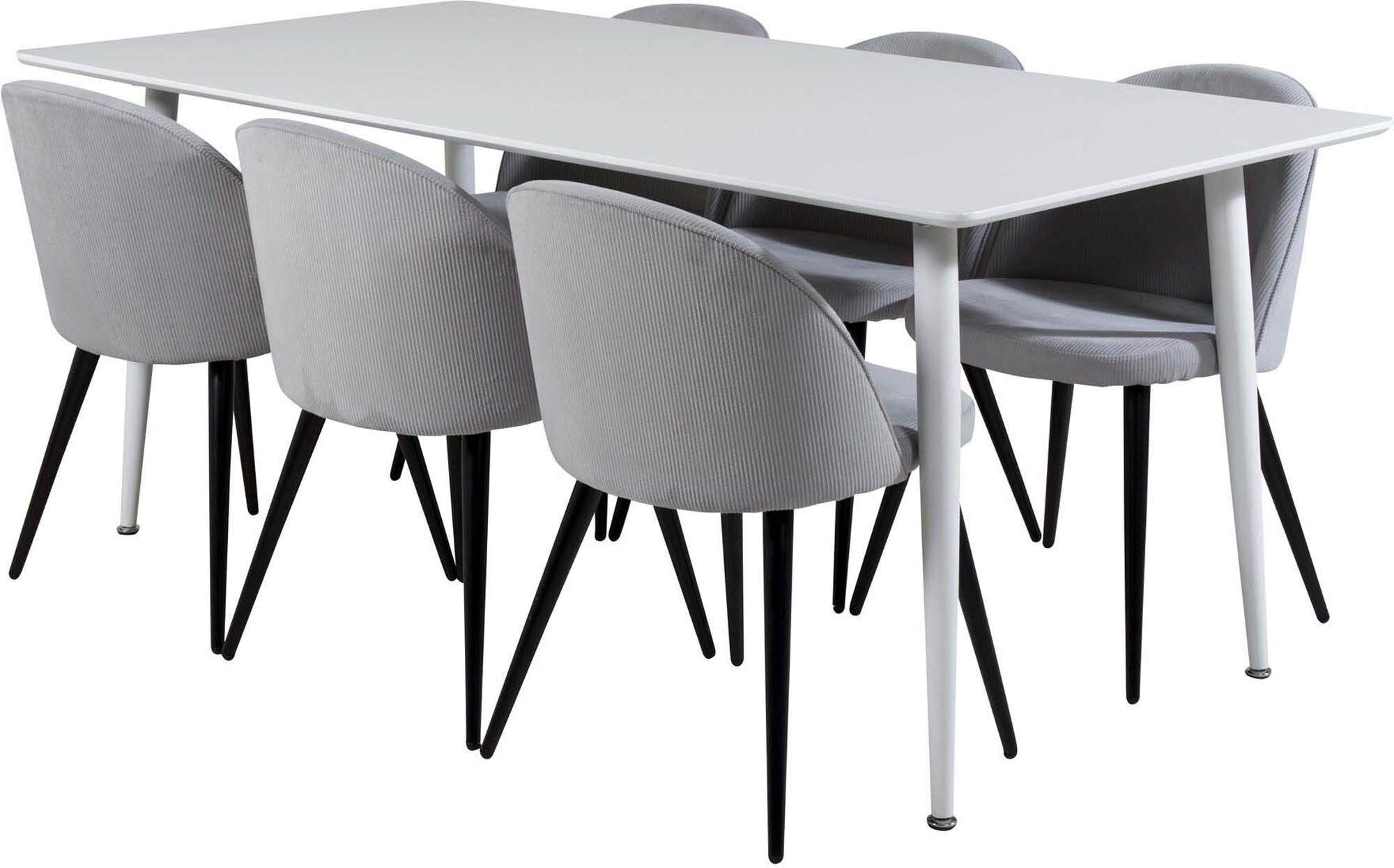 Elegantes Polar Esszimmerset 180cm mit 6 stilvollen Velvet-Stühlen für einladende Dinnerabende und gesellige Momente.