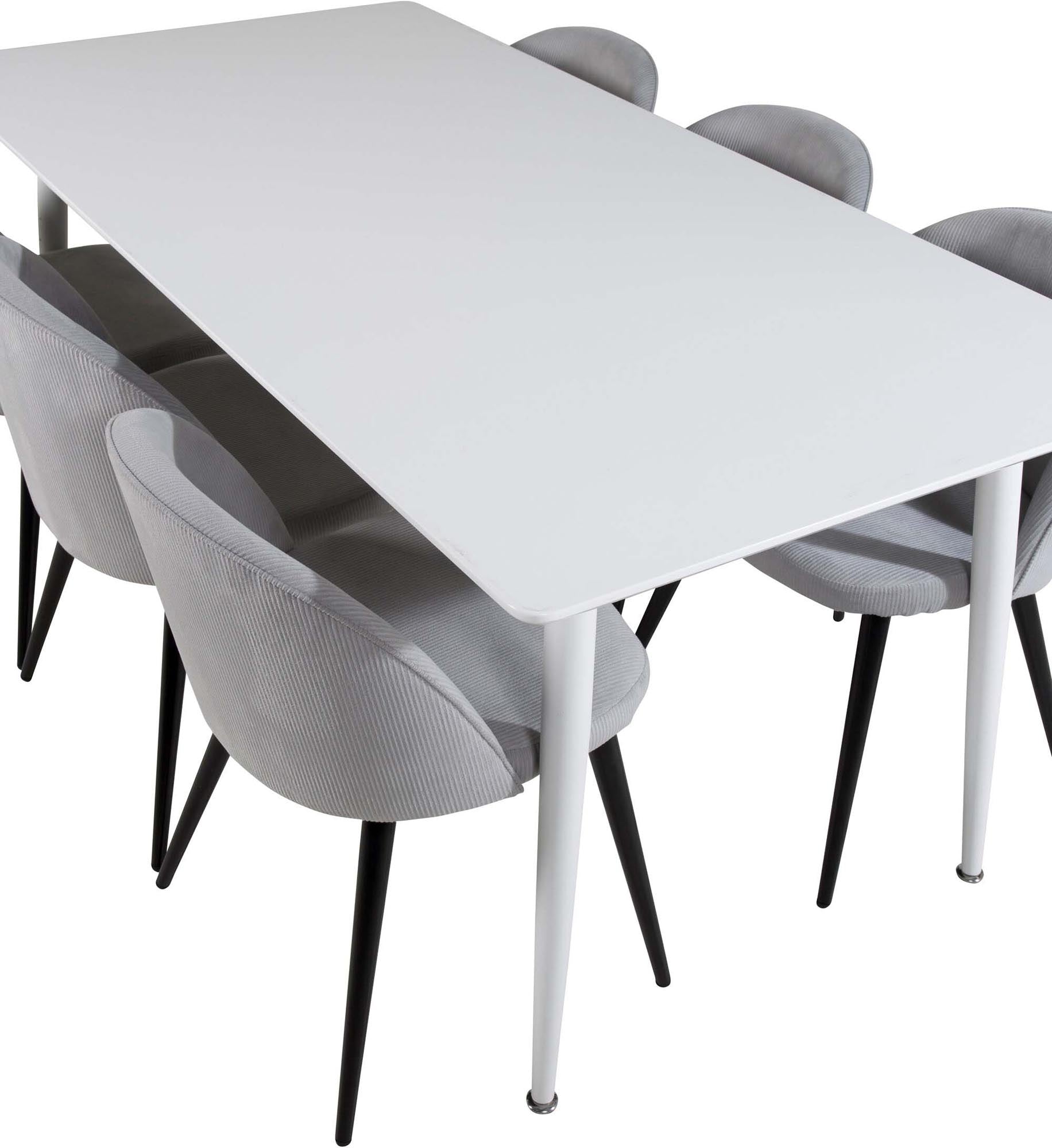 Elegantes Polar Esszimmerset 180cm mit 6 luxuriösen Velvet-Stühlen. Ideal für gesellige Abende und harmonische Wohnräume.