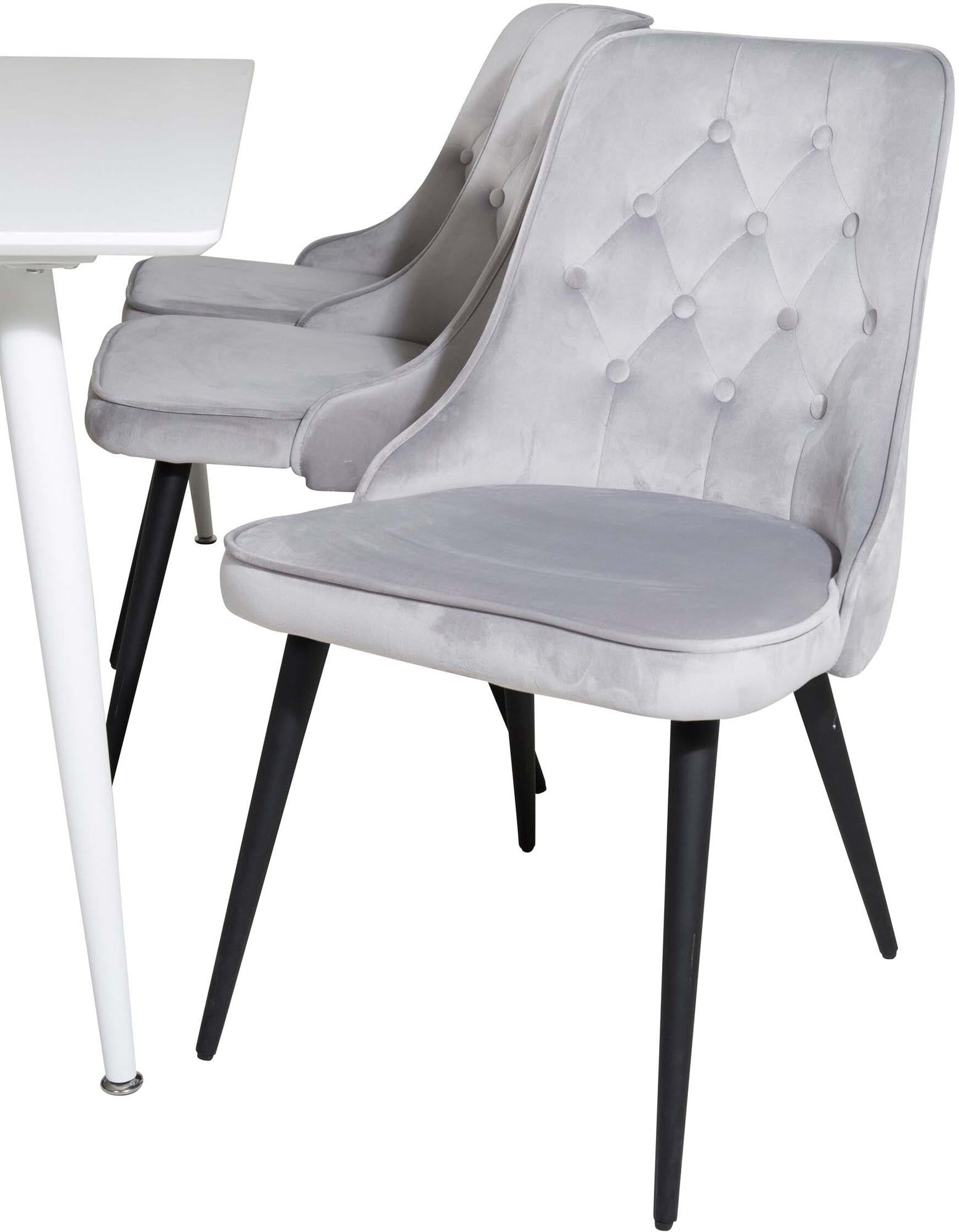 Elegantes Polar Esszimmerset 180 cm für 6 Personen, ausgestattet mit bequemen Velvet-Stühlen von Venture Home für ein stilvolles Ess-Erlebnis.