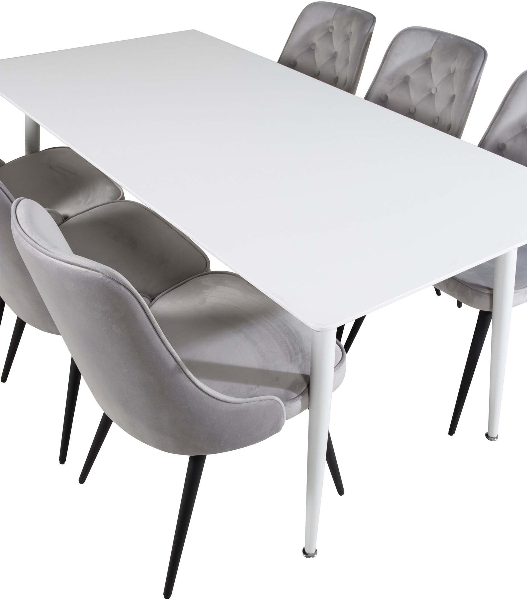 Stilvolles Polar Esszimmerset 180cm, 6 Velvet Stühle von Venture Home.