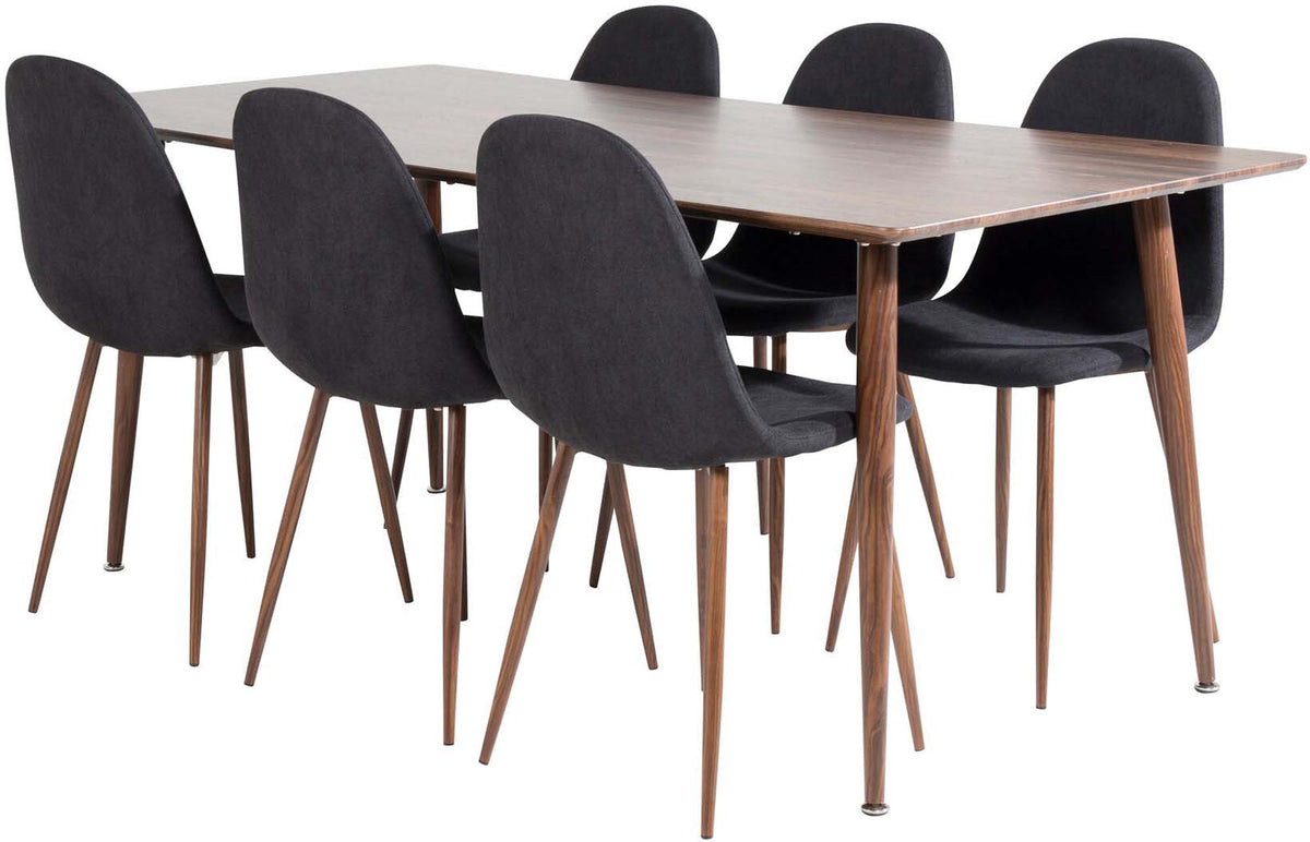 Polar Esszimmerset + Polar 180cm/6St. in Schwarz, Natur präsentiert im Onlineshop von KAQTU Design AG. Esszimmerset ist von Venture Home