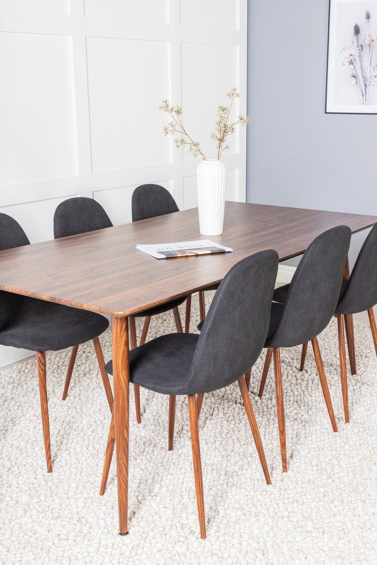 Polar Esszimmerset + Polar 180cm/6St. in Schwarz, Natur präsentiert im Onlineshop von KAQTU Design AG. Esszimmerset ist von Venture Home