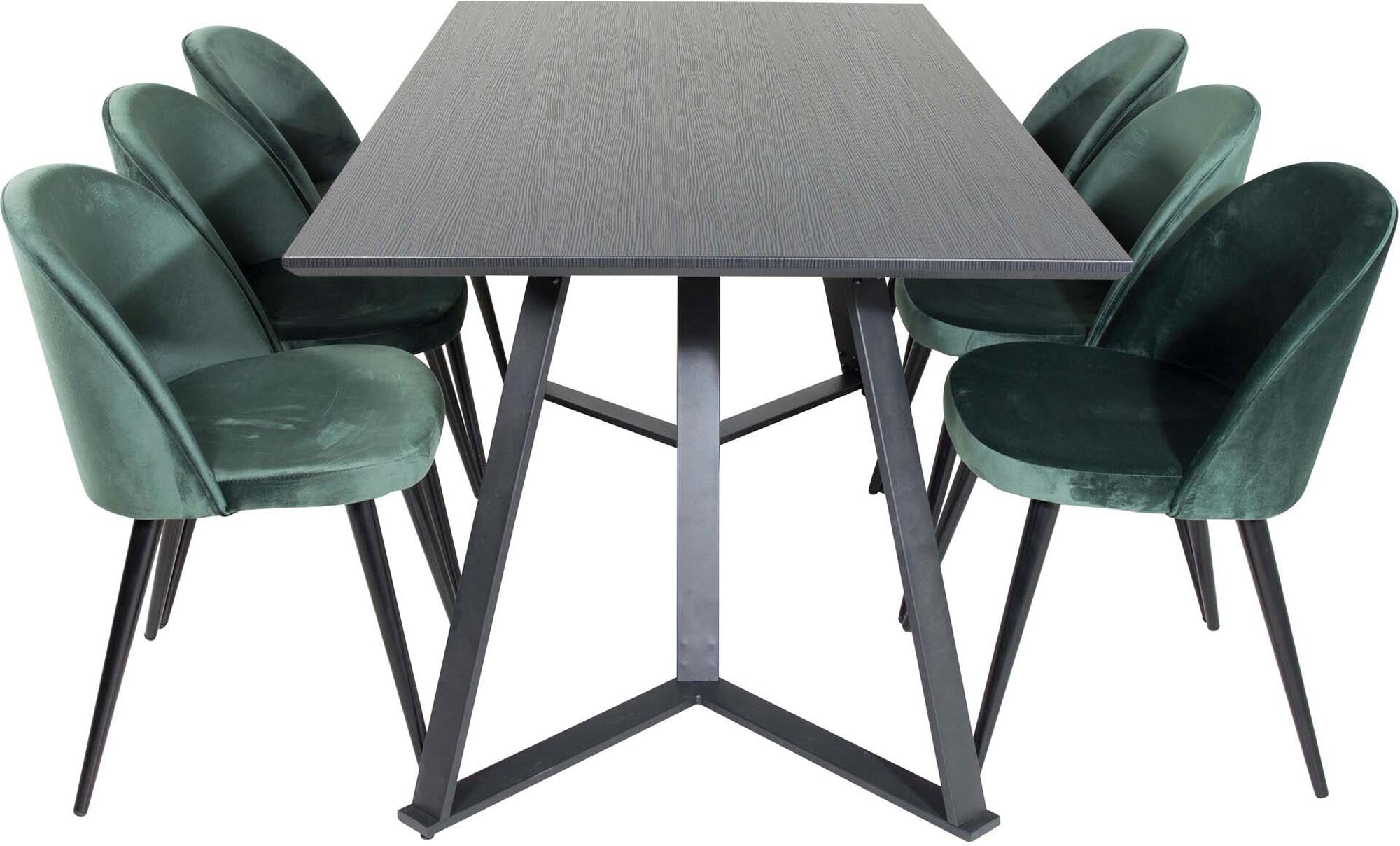 Erleben Sie Komfort und Eleganz mit dem Marina Esszimmerset Velvet 180cm/6St. von Venture Home – ideal für unvergessliche Momente mit Familie und Freunden.