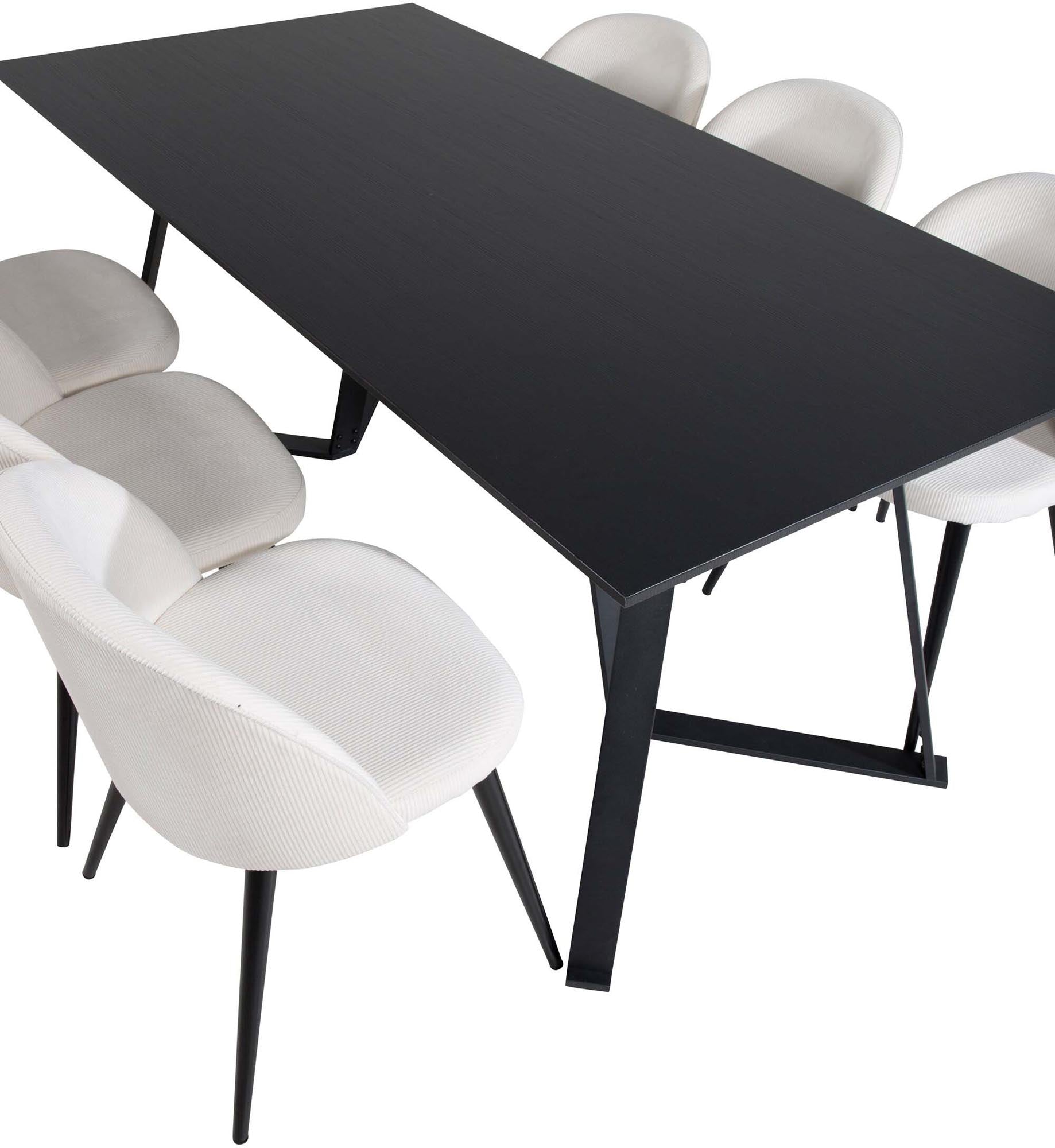 Entdecken Sie das Marina Esszimmerset Velvet von Venture Home – ein elegantes 180 cm Set für 6 Personen, das Komfort und Stil vereint.