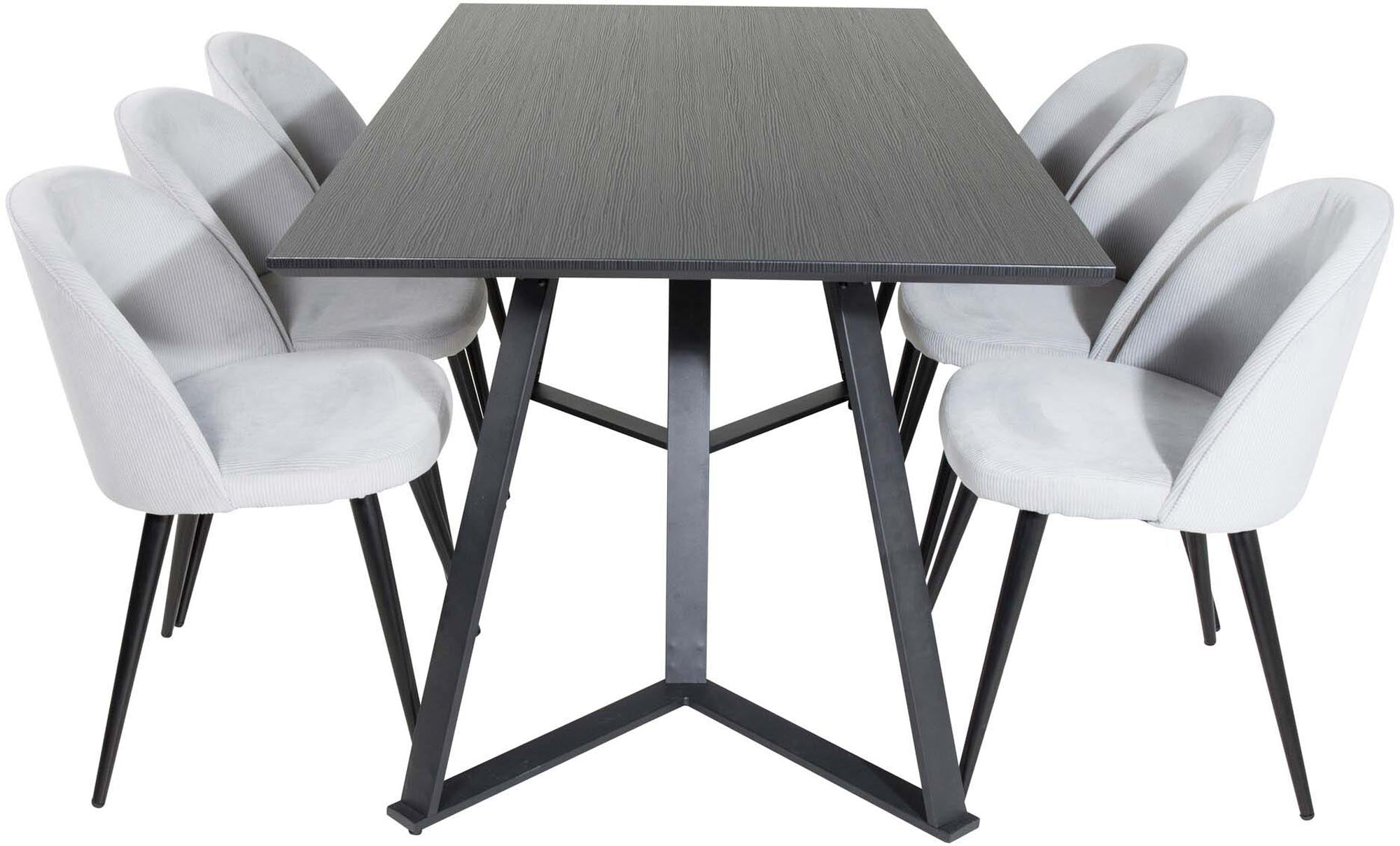 Erleben Sie das Marina Esszimmerset Velvet von Venture Home: Ein stilvolles 180 cm Set für 6 Personen, das modernes Design und hohen Komfort bietet.