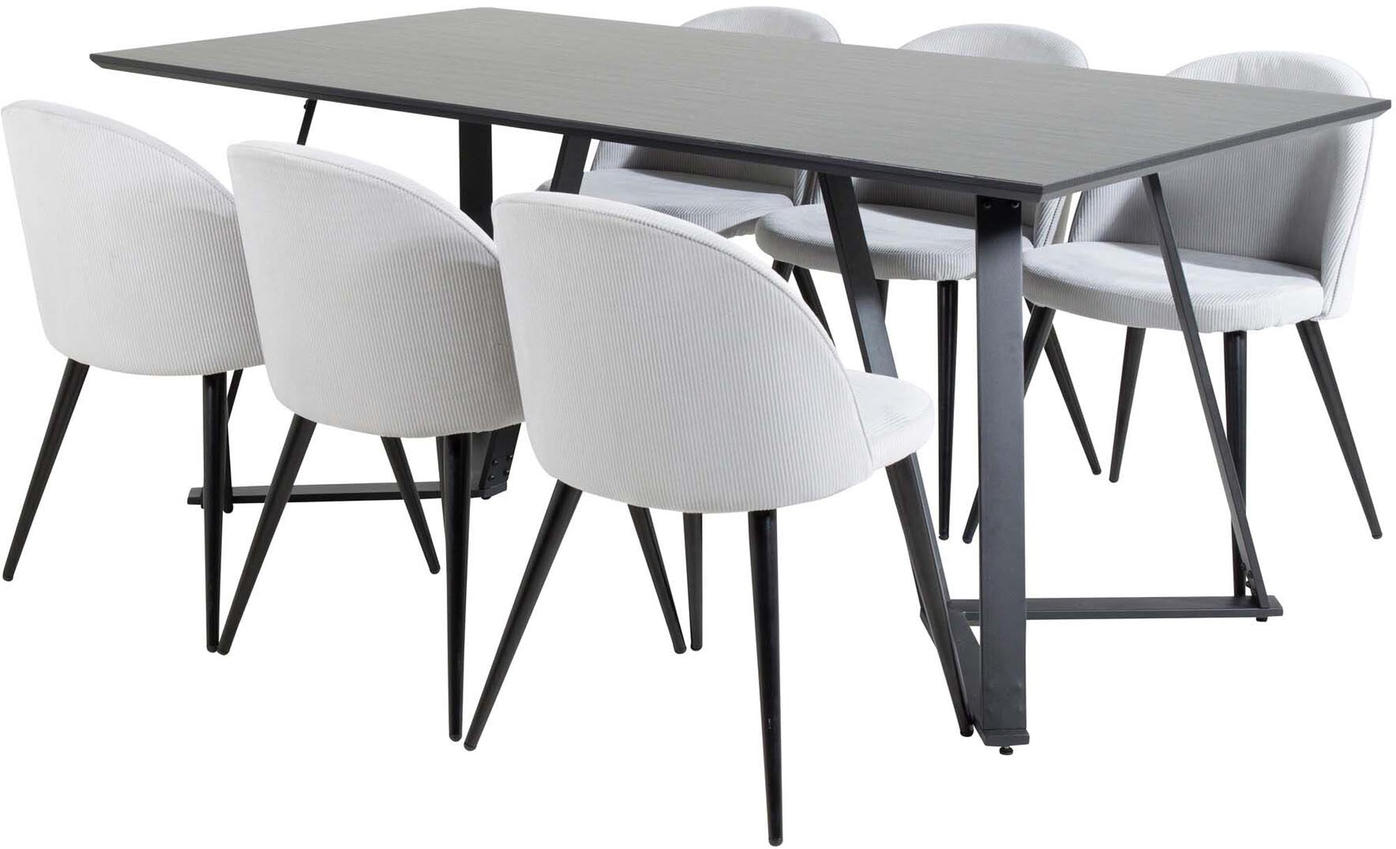 Marina Esszimmerset Velvet: Moderner Esstisch für 6 Personen mit pflegeleichter Oberfläche und luxuriösen, ergonomischen Stühlen für unvergessliche Abende.