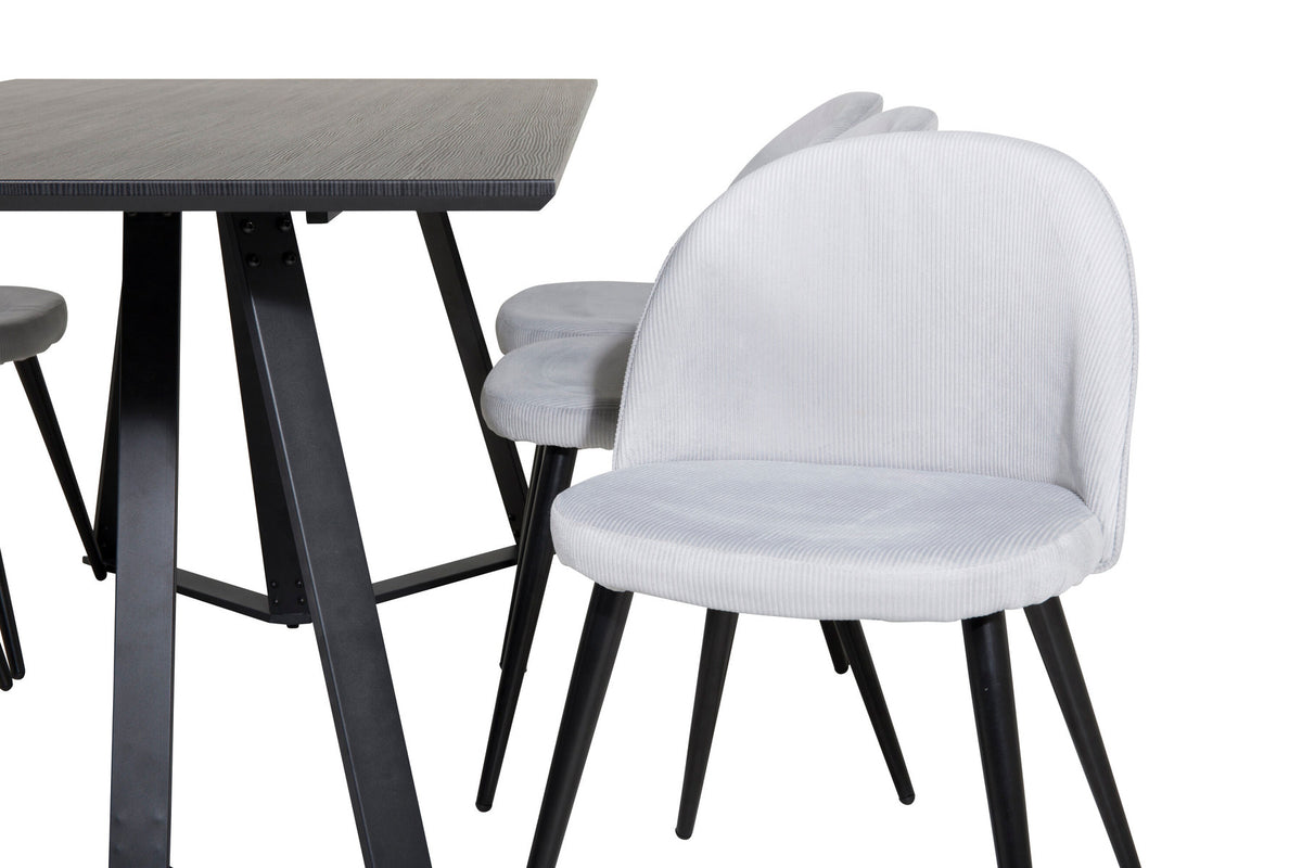 Marina Esszimmerset Velvet 180cm/6St. in Schwarz präsentiert im Onlineshop von KAQTU Design AG. Esszimmerset ist von Venture Home