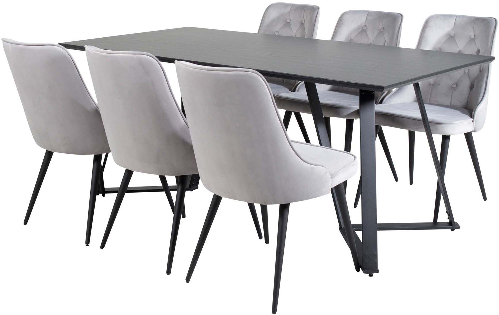 Entdecken Sie das stilvolle Marina Esszimmerset Velvet 180cm/6St. von Venture Home – ideal für gesellige Abende und festliche Anlässe.