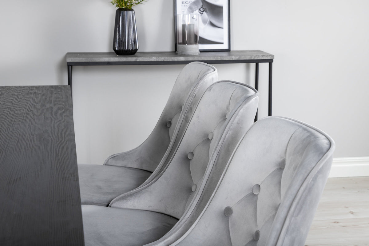 Marina Esszimmerset Velvet 180cm/6St. in Schwarz / Hellgrau präsentiert im Onlineshop von KAQTU Design AG. Esszimmerset ist von Venture Home