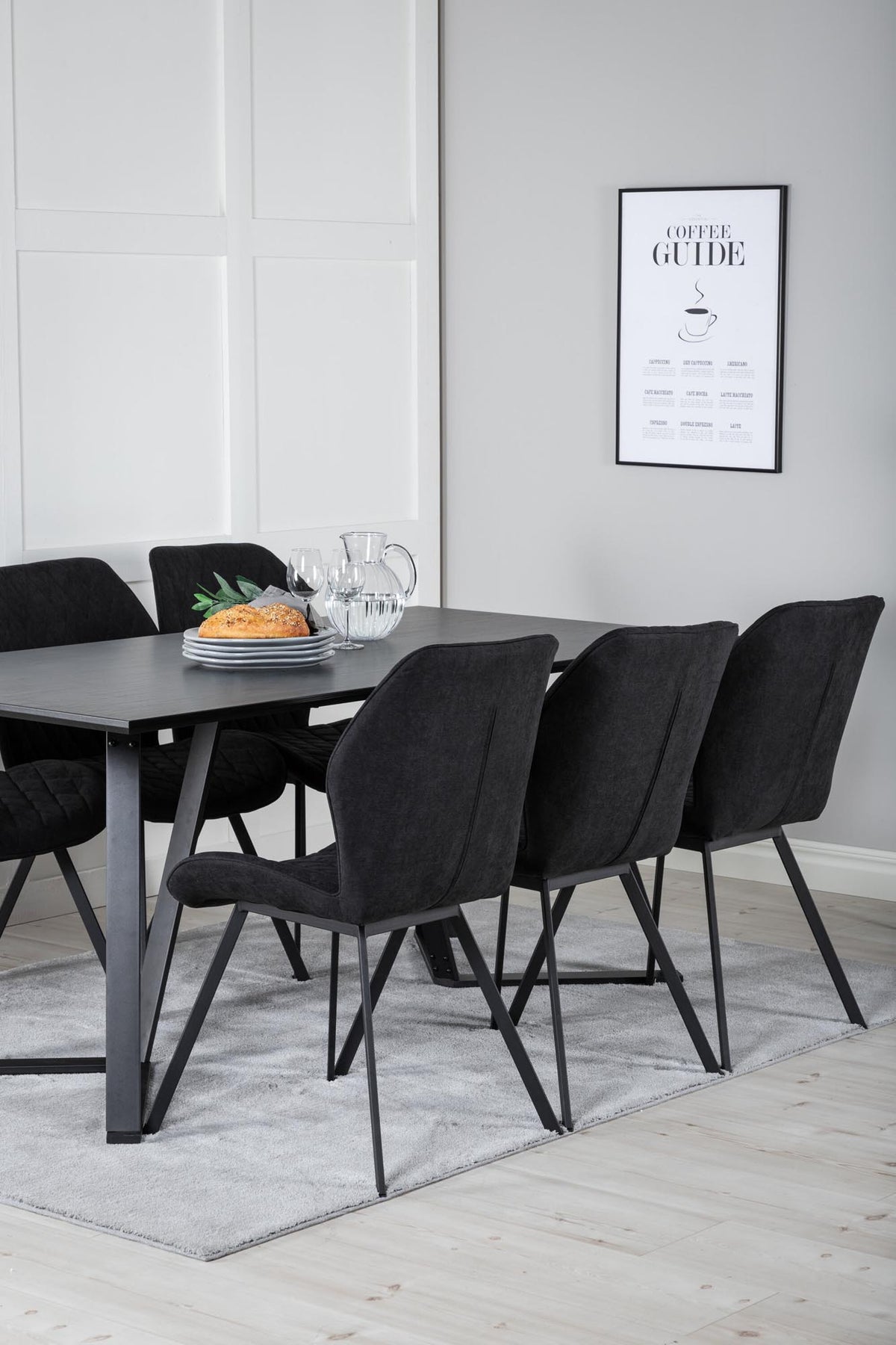 Marina Esszimmerset Gemma 180cm/6St. in Schwarz präsentiert im Onlineshop von KAQTU Design AG. Esszimmerset ist von Venture Home