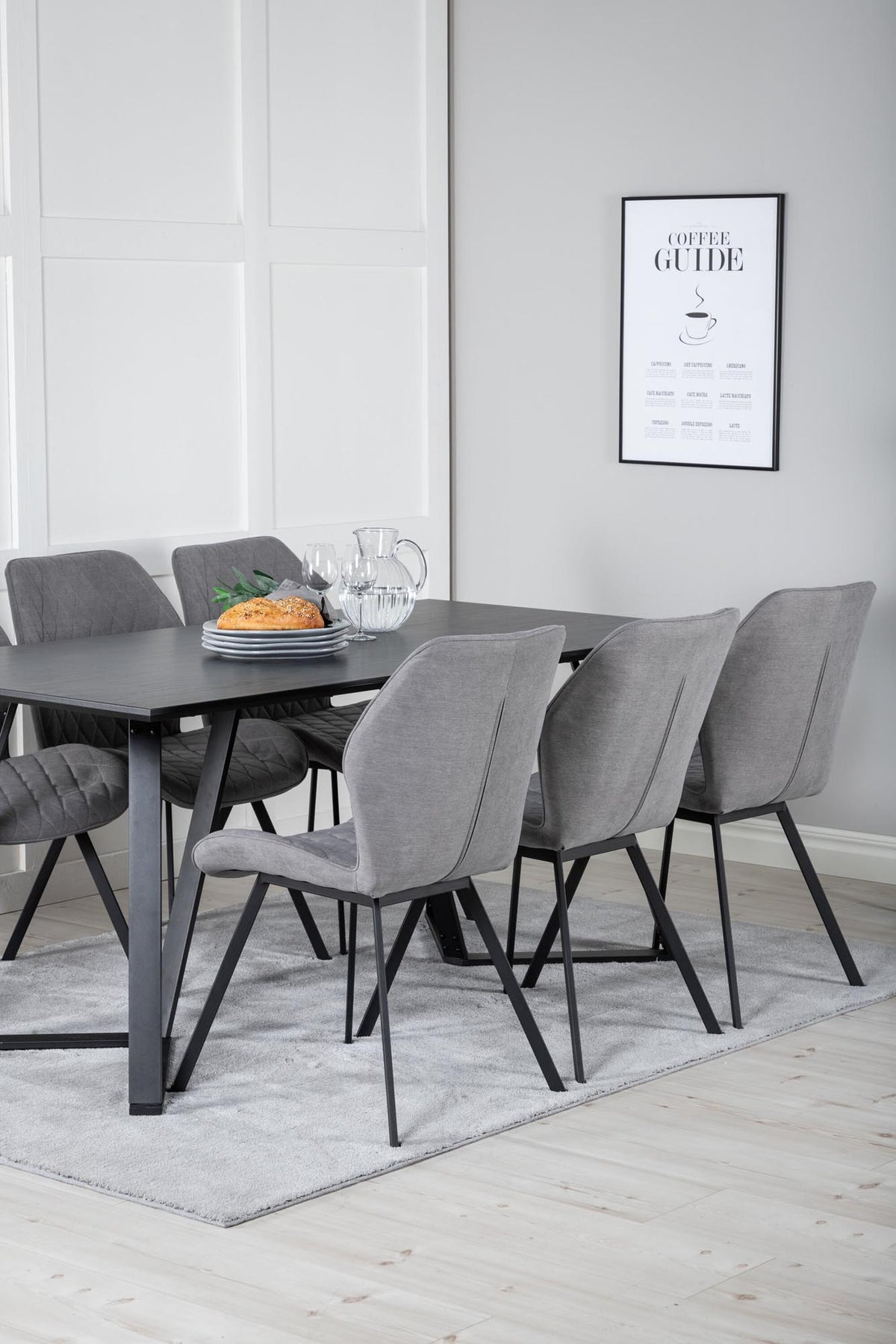 Marina Esszimmerset Gemma 180cm/6St. in Schwarz / Grau präsentiert im Onlineshop von KAQTU Design AG. Esszimmerset ist von Venture Home