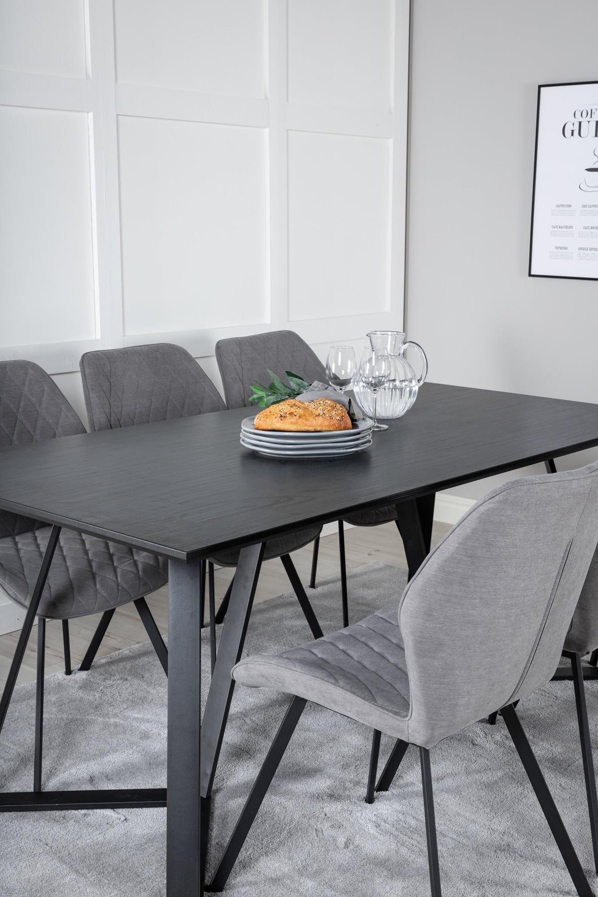 Marina Esszimmerset Gemma 180cm/6St. in Schwarz / Grau präsentiert im Onlineshop von KAQTU Design AG. Esszimmerset ist von Venture Home