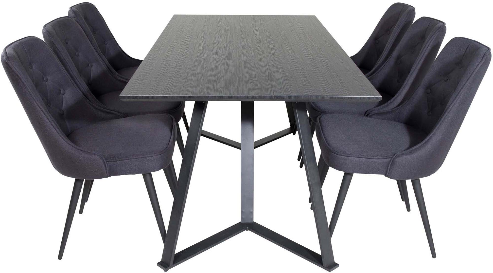 Erleben Sie das stilvolle Marina Esszimmerset Velvet von Venture Home – ein 180 cm langer Tisch für 6 Personen, der Eleganz und Komfort perfekt kombiniert.