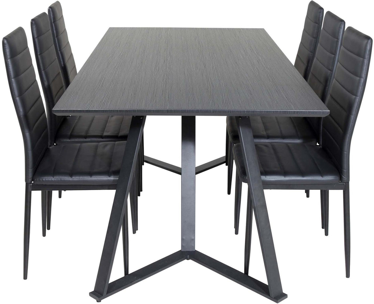 Marina Esszimmerset Slim 180cm/6St. in Schwarz präsentiert im Onlineshop von KAQTU Design AG. Esszimmerset ist von Venture Home