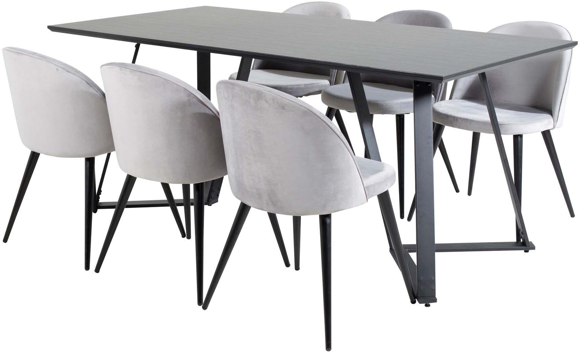 Marina Esszimmerset Velvet: Moderner Esstisch mit komfortablen Stühlen, perfekt für gesellige Runden und festliche Anlässe. Hochwertig und stilvoll.