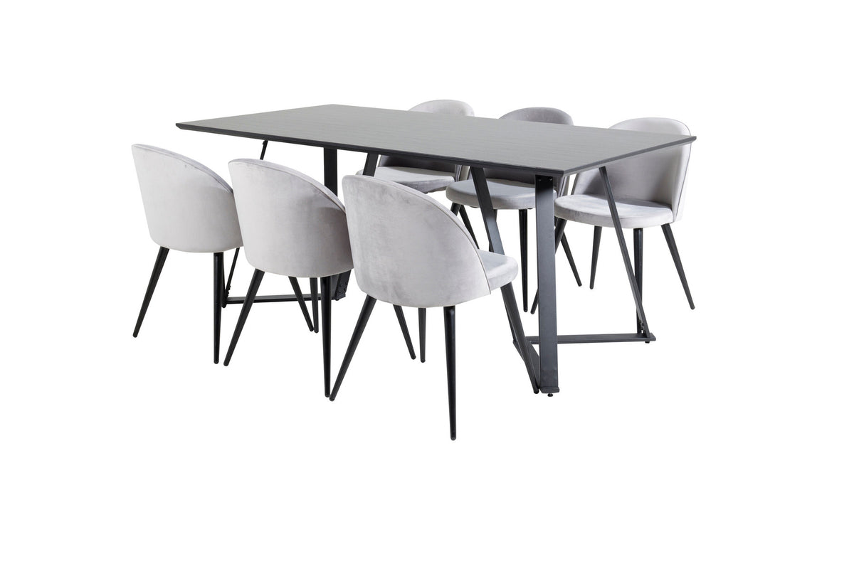 Marina Esszimmerset Velvet 180cm/6St. in Schwarz / Grau präsentiert im Onlineshop von KAQTU Design AG. Esszimmerset ist von Venture Home